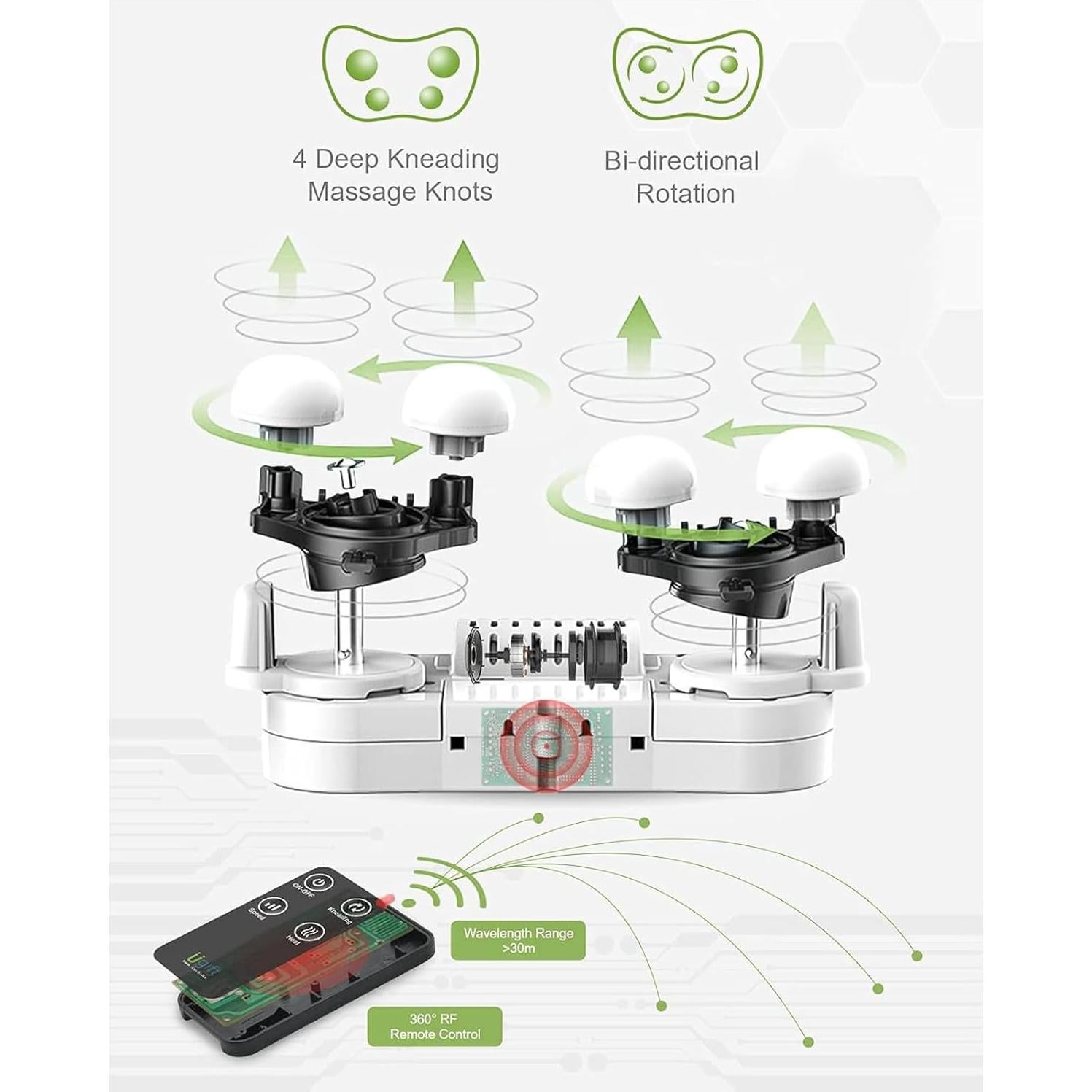 Cojín Masajeador Shiatsu UGift con Calor y Control Remoto