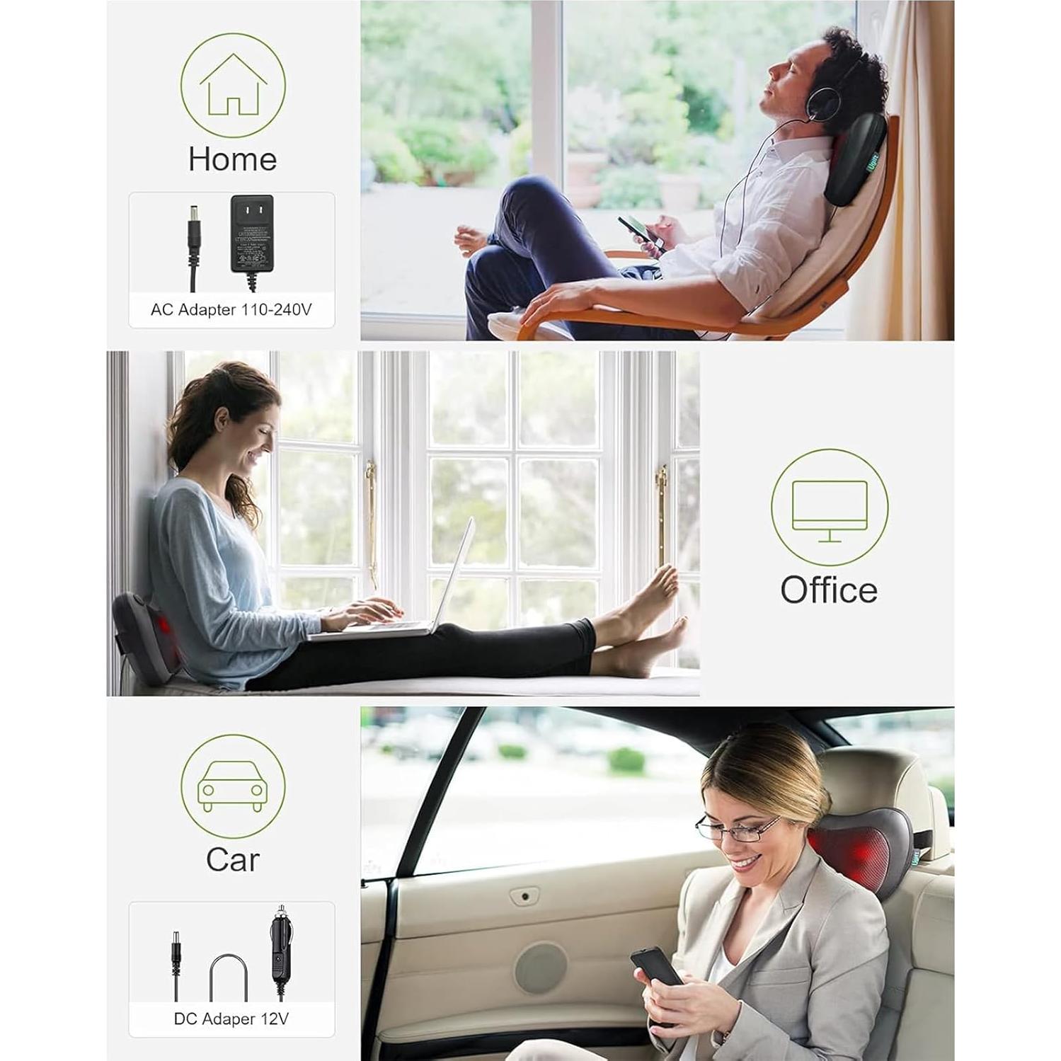 Cojín Masajeador Shiatsu UGift con Calor y Control Remoto