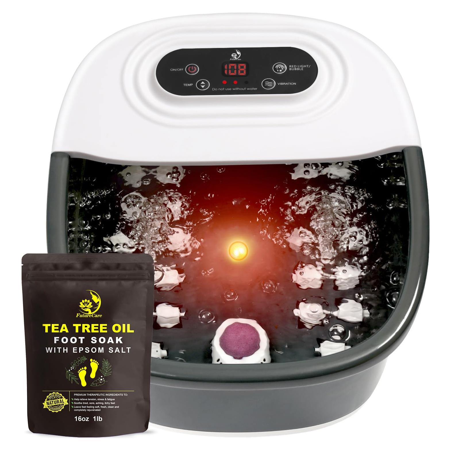 Masajeador de pies FutureCare con spa, calor y burbujas - Negro