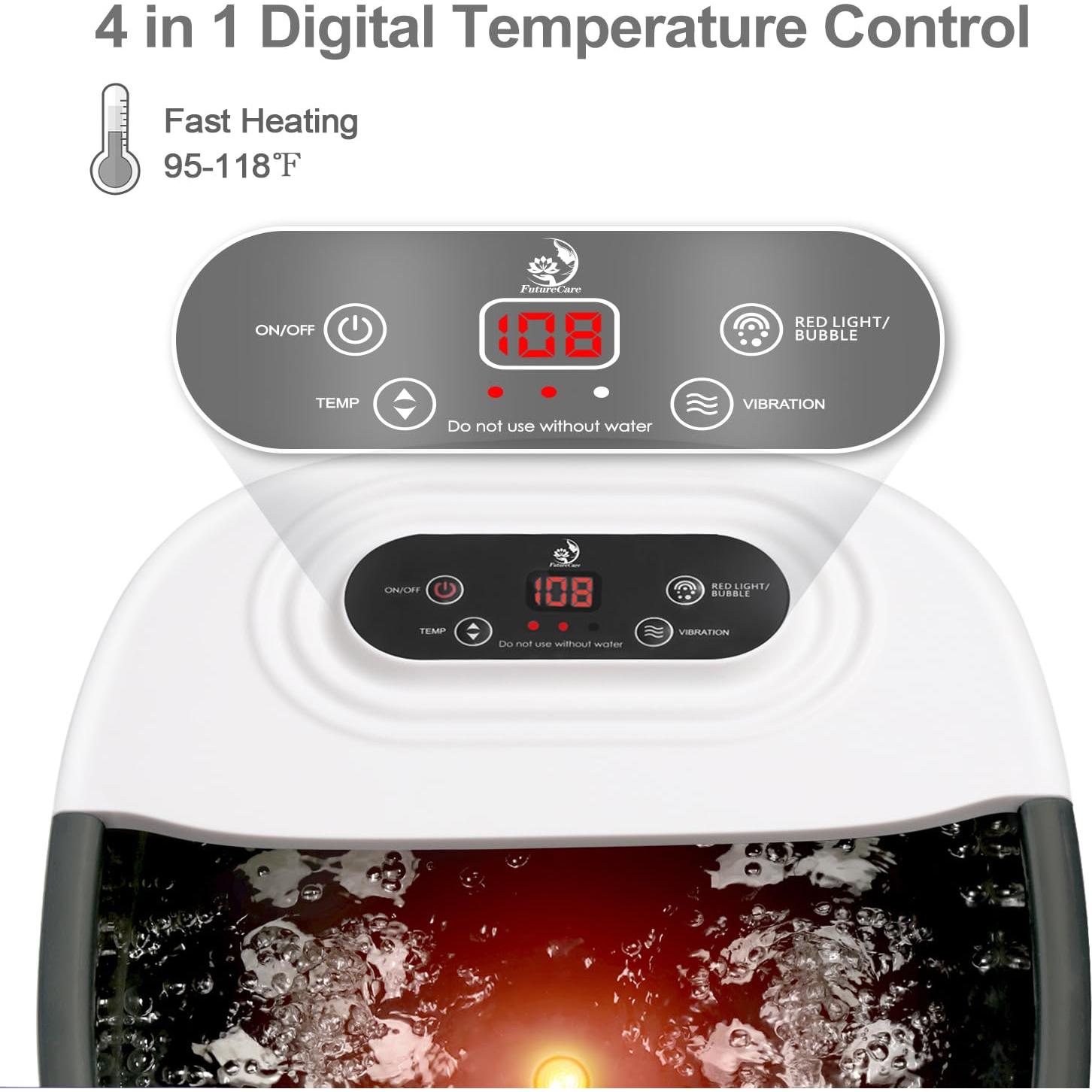 Masajeador de pies FutureCare con spa, calor y burbujas - Negro