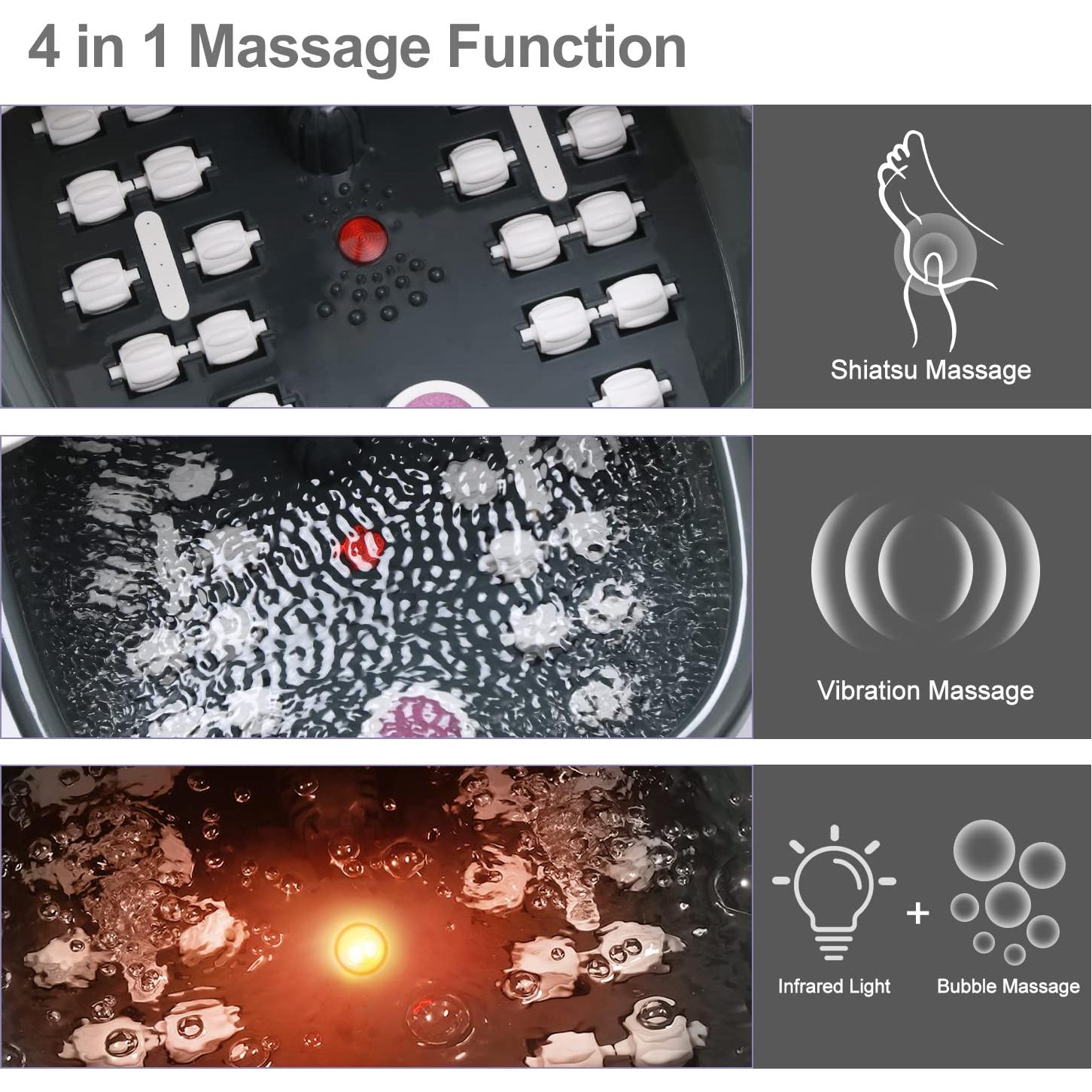 Masajeador de pies FutureCare con spa, calor y burbujas - Negro