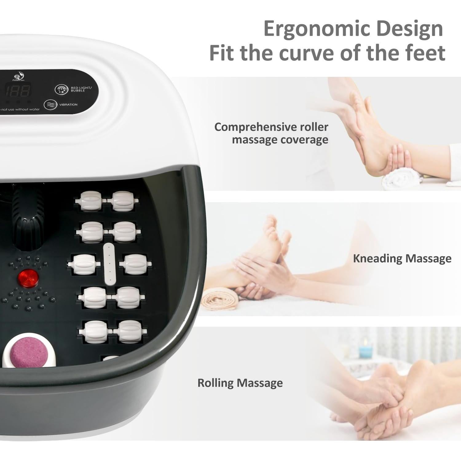 Masajeador de pies FutureCare con spa, calor y burbujas - Negro