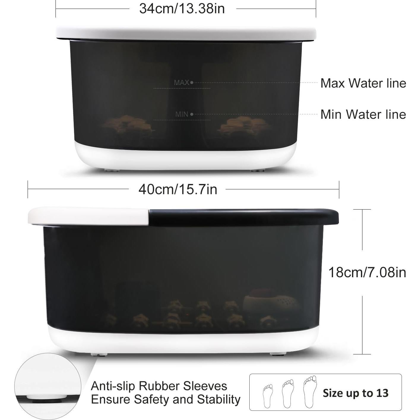 Masajeador de pies FutureCare con spa, calor y burbujas - Negro