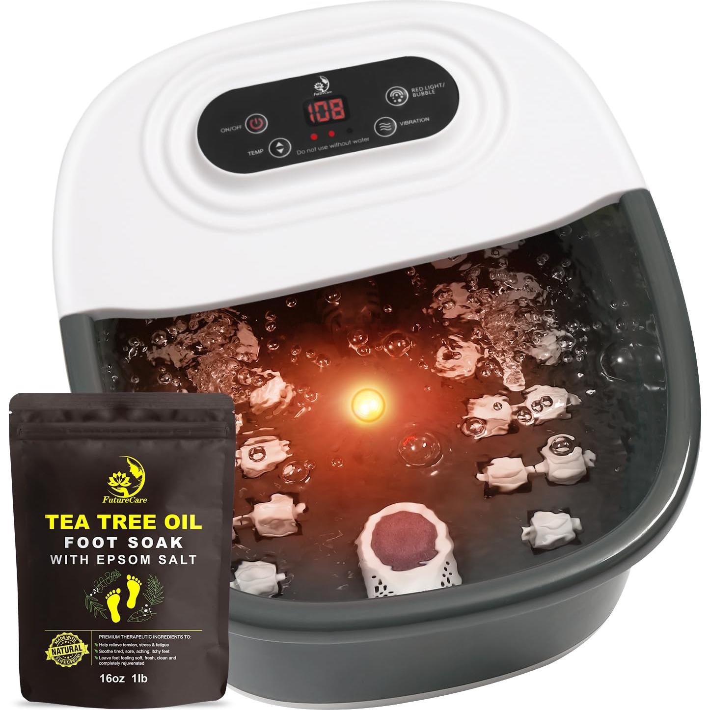 Masajeador de pies FutureCare con spa, calor y burbujas - Negro