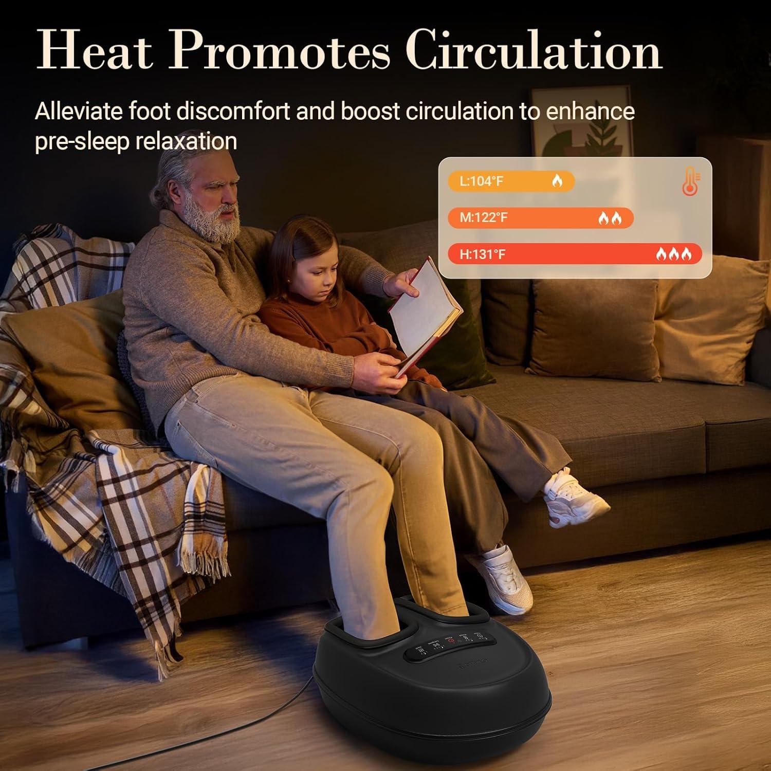 Masajeador de pies CuPiLo Shiatsu con calor y control remoto