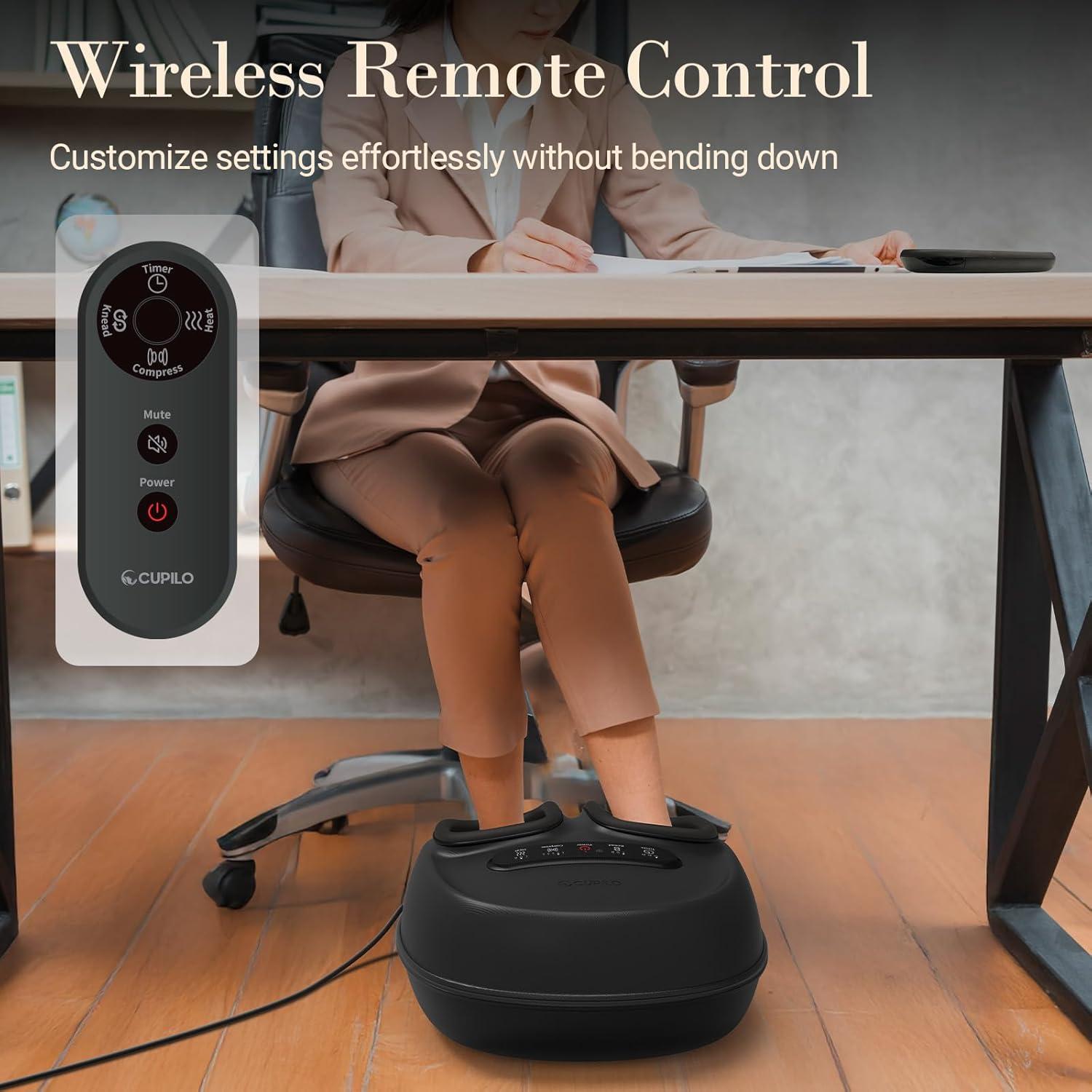 Masajeador de pies CuPiLo Shiatsu con calor y control remoto