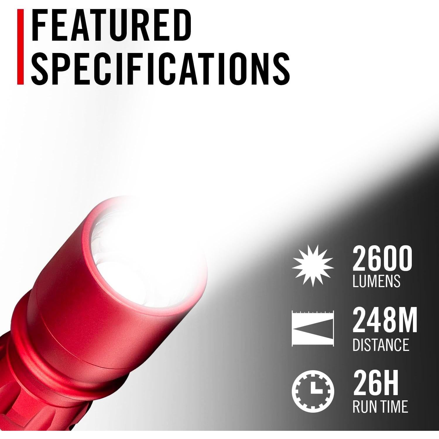 Linterna LED Coast XP11R 2600 Lúmenes Rojo Recargable