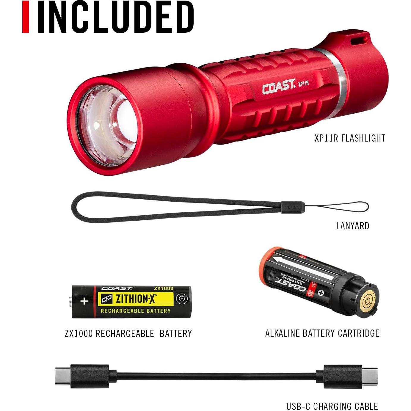 Linterna LED Coast XP11R 2600 Lúmenes Rojo Recargable