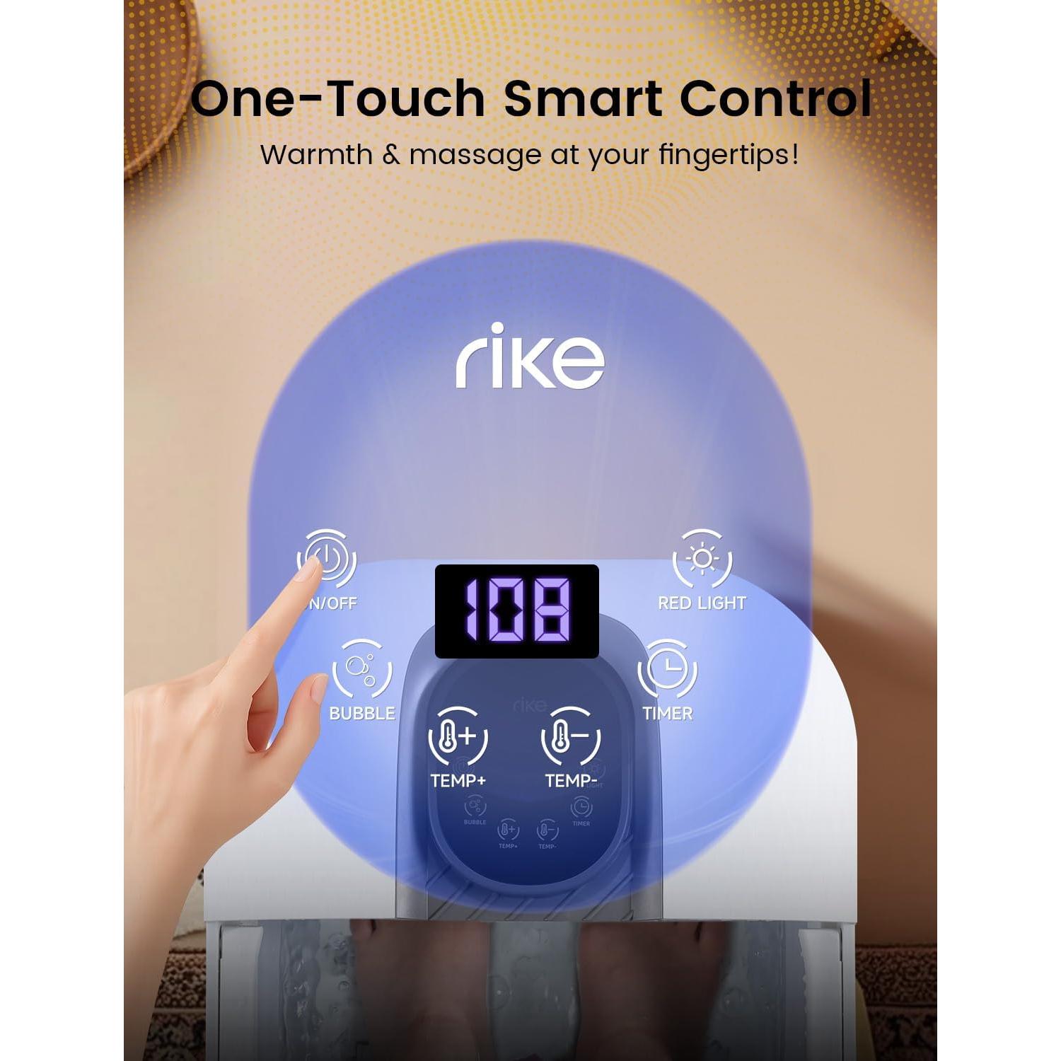 Spa de pies RIKE plegable con calor y burbujas, 6 rodillos