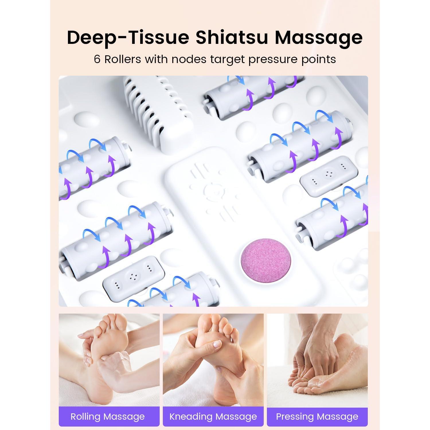 Spa de pies RIKE plegable con calor y burbujas, 6 rodillos