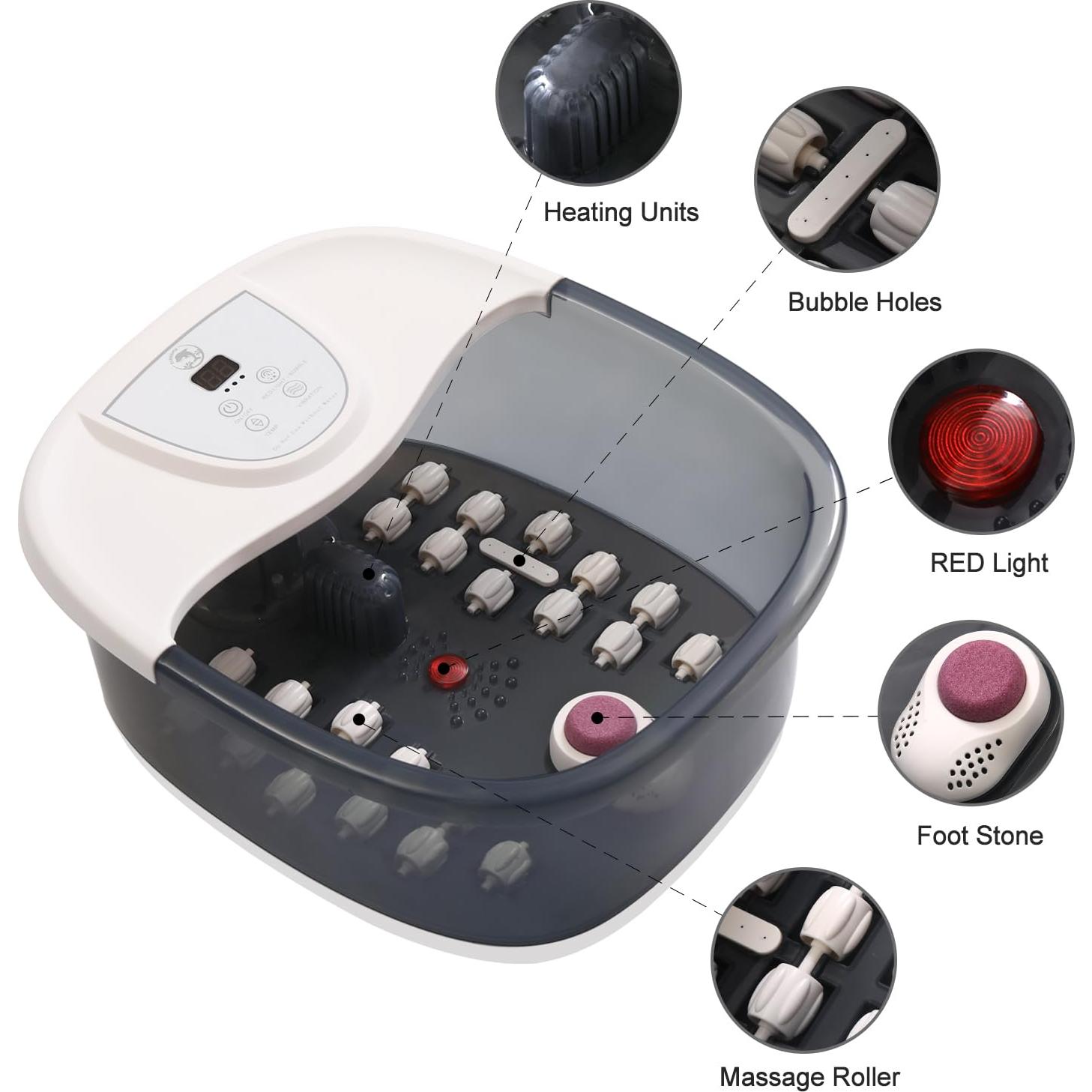 Masajeador de pies ECARBME E20-91GREY con calor y burbujas