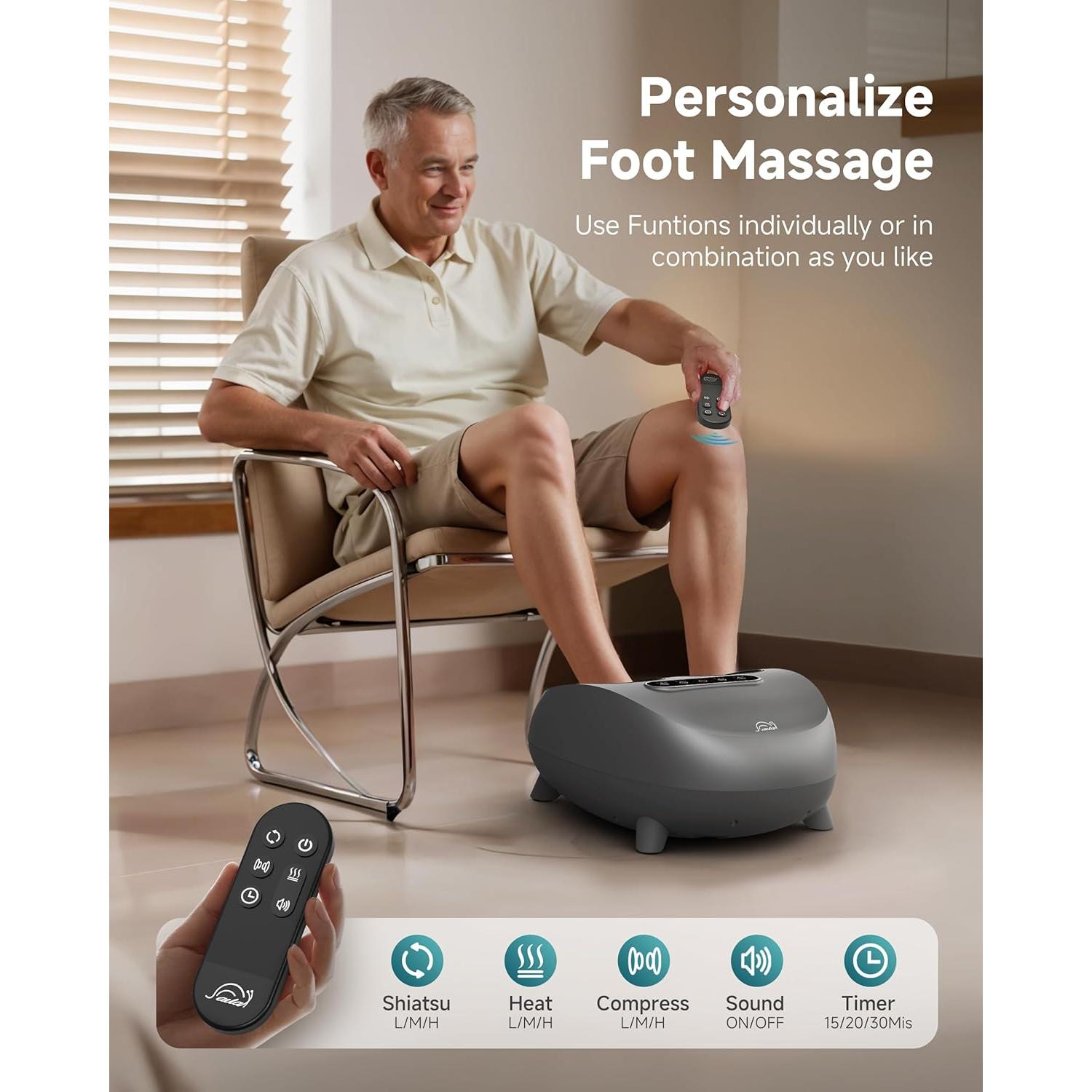 Masajeador de pies Snailax SL-532 con calor y compresión