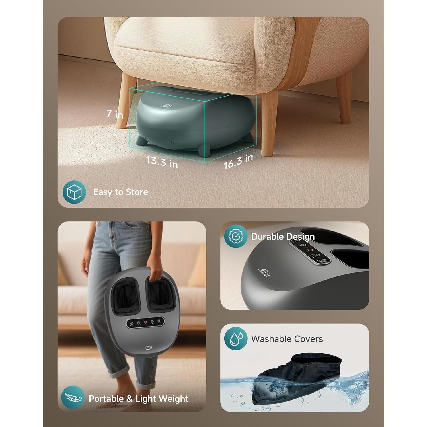 Masajeador de pies Snailax SL-532 con calor y compresión