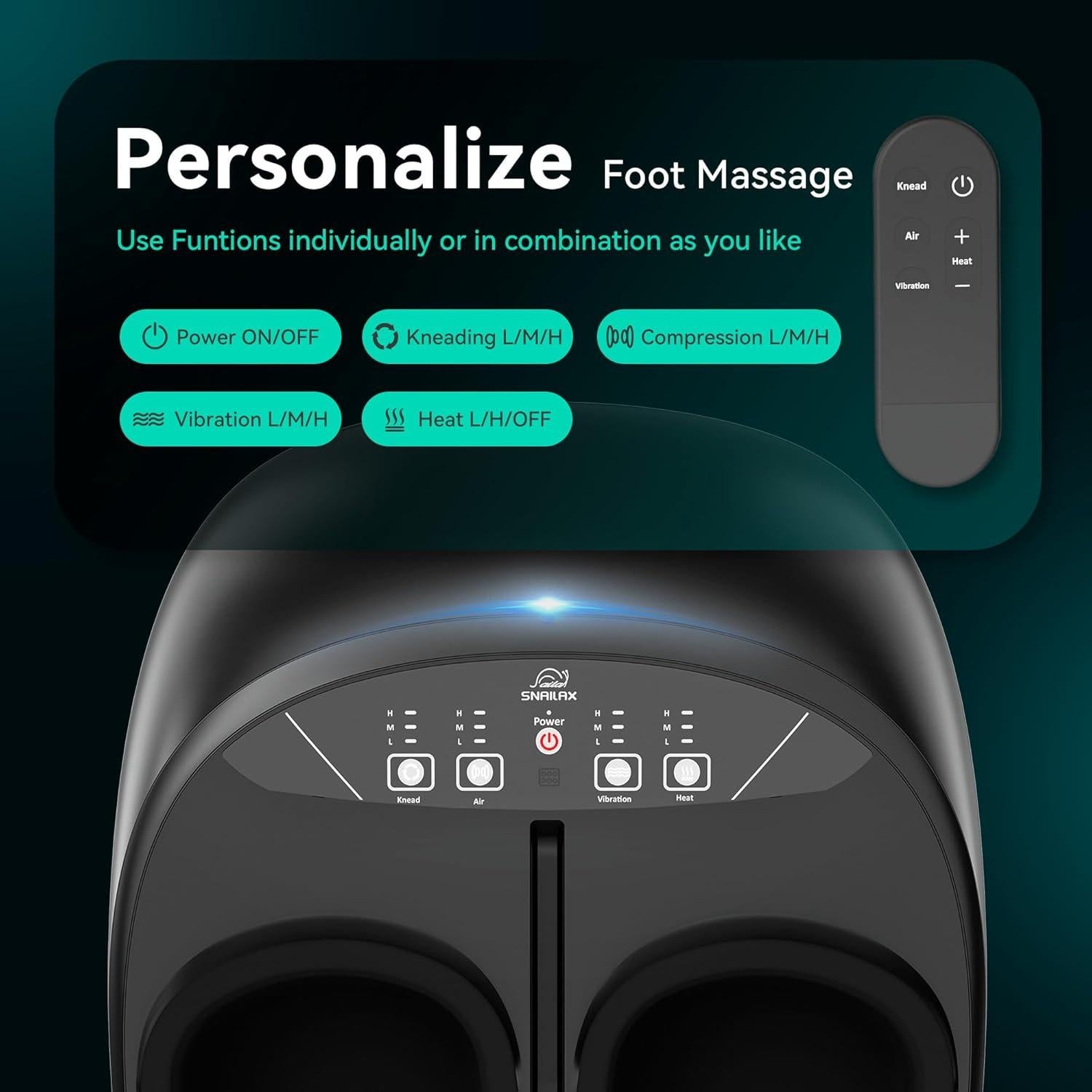 Masajeador de pies Snailax SL-527RC con calor y vibración