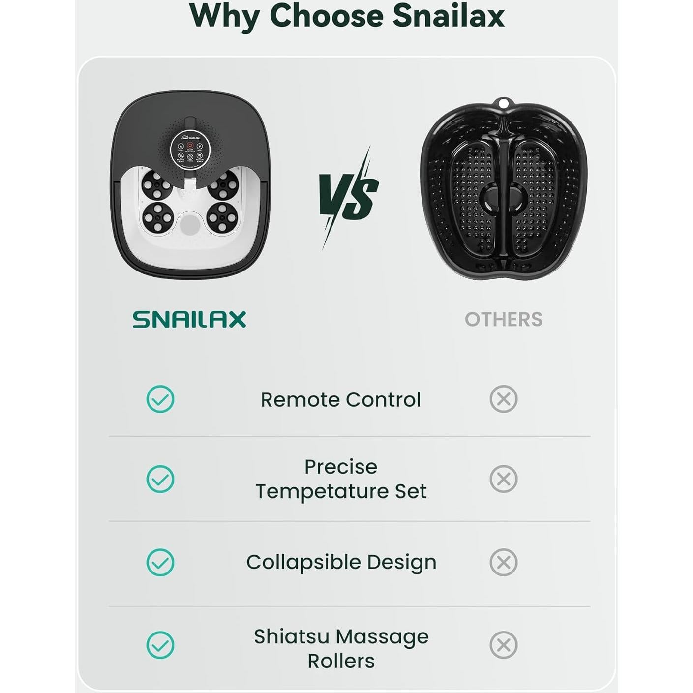 Masajeador de pies Snailax SL-548-2 con calor y burbujas