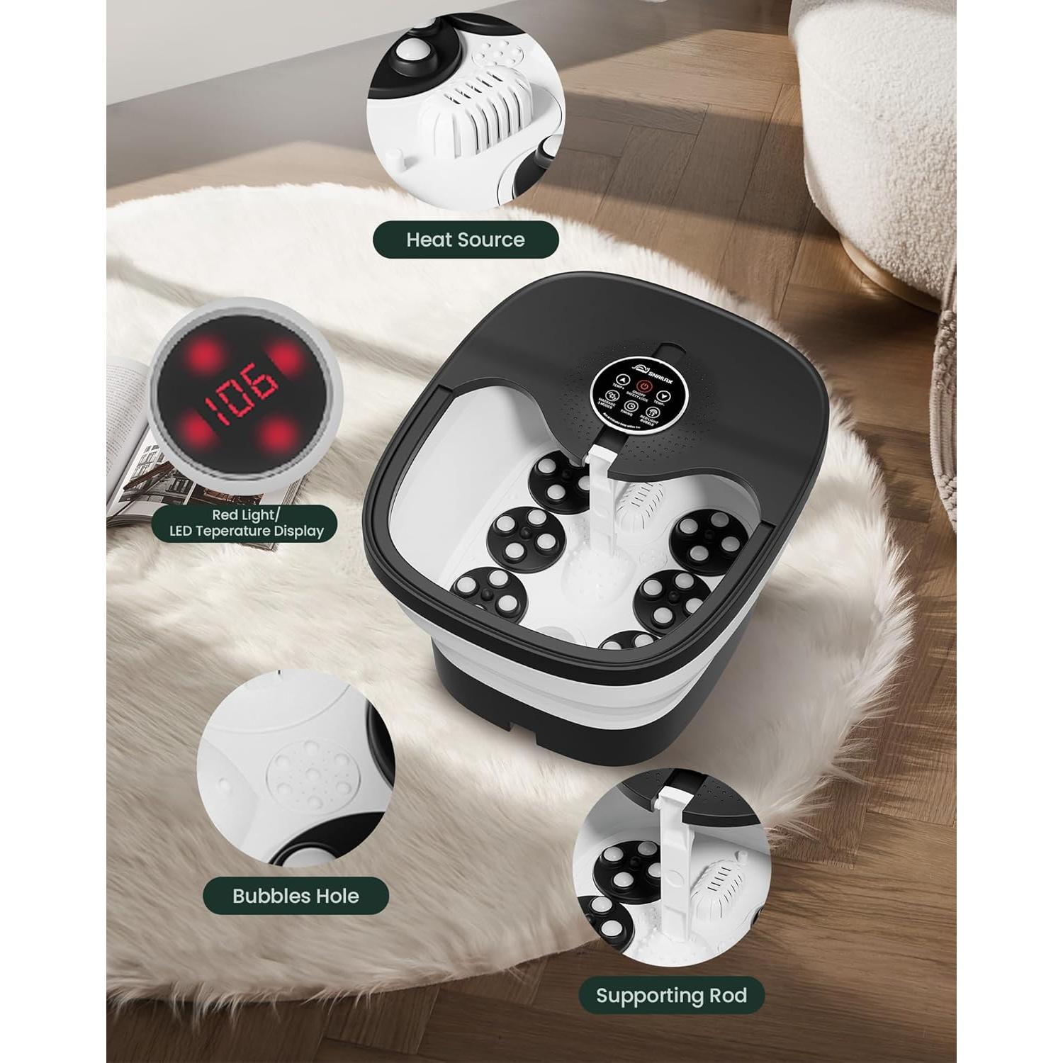 Masajeador de pies Snailax SL-548-2 con calor y burbujas