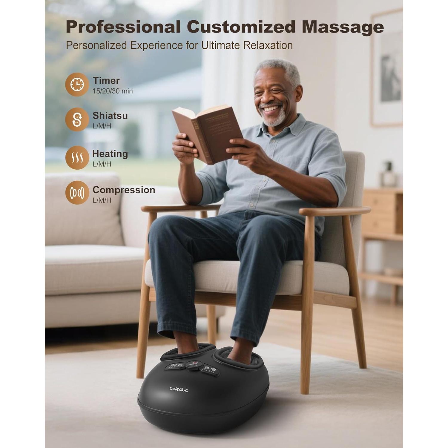Masajeador de pies Shiatsu Beleduc con calor y compresión