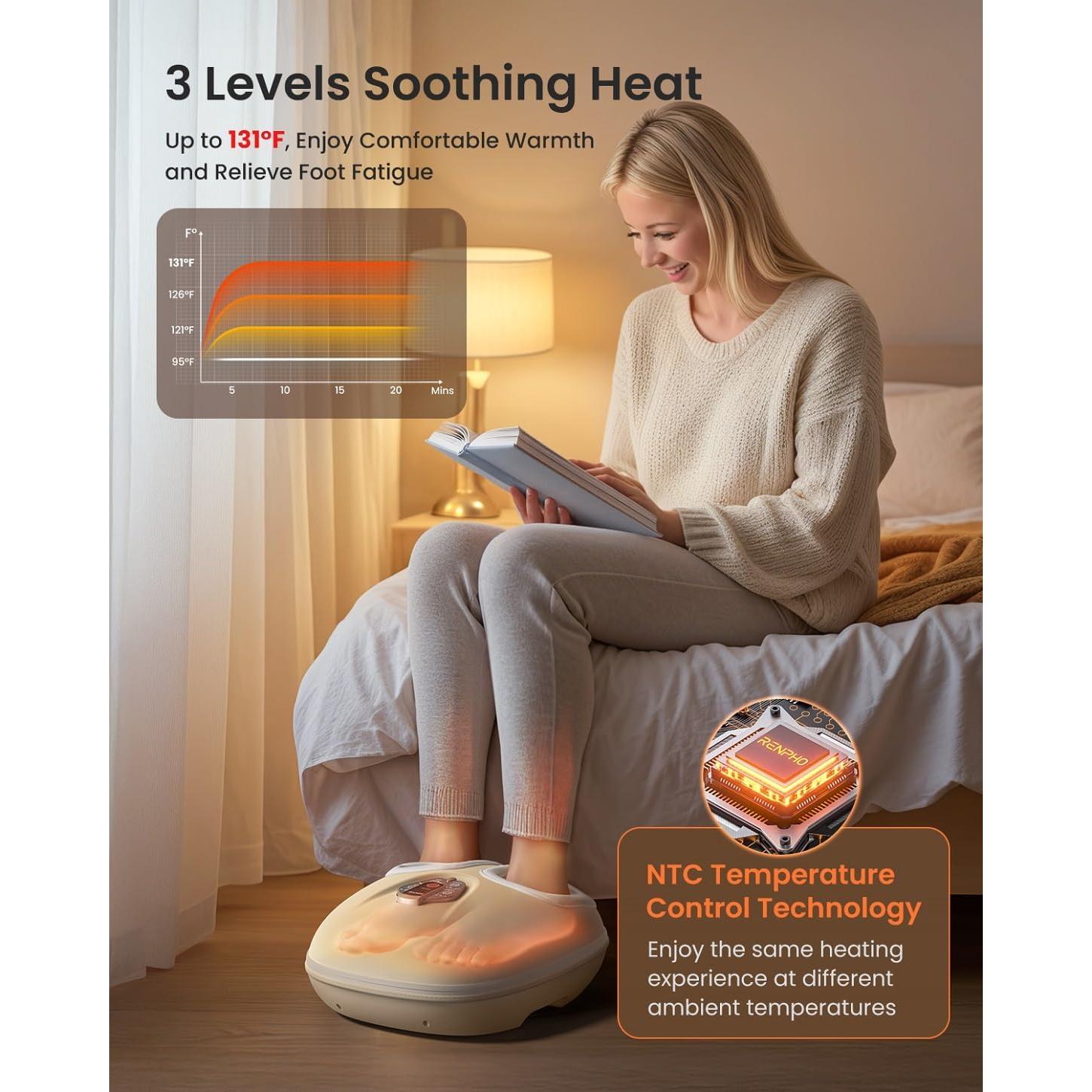 Masajeador de Pies RENPHO Shiatsu con Calor Control Voz 2025