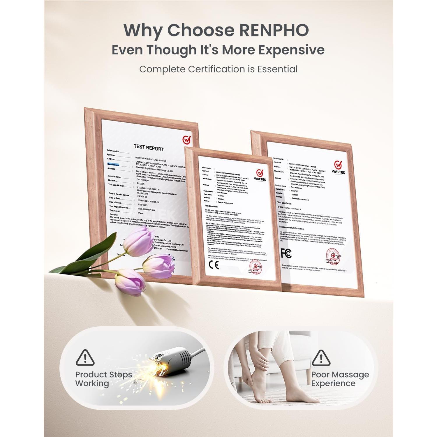 Masajeador de Pies RENPHO Shiatsu con Calor Control Voz 2025