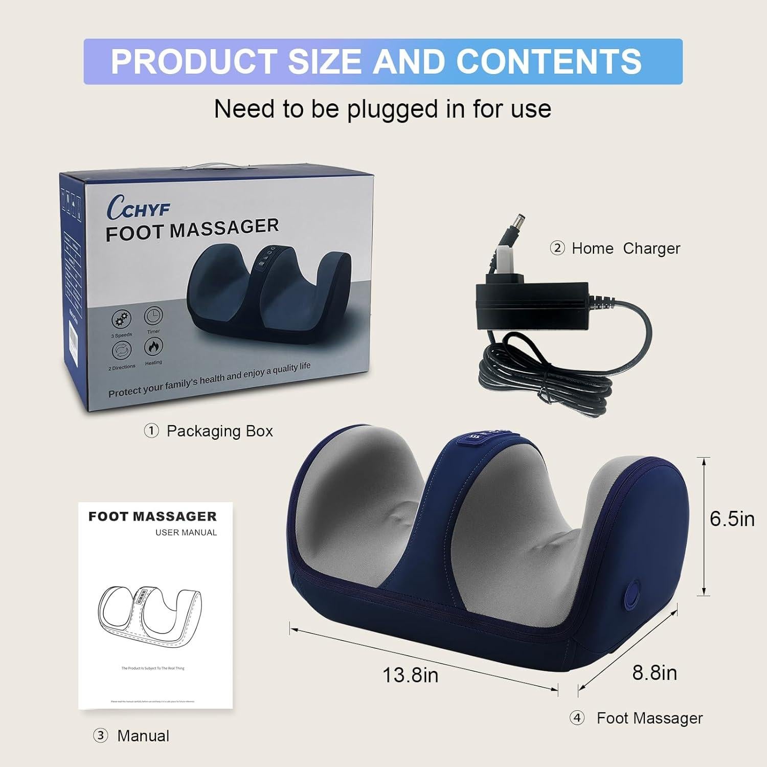 Masajeador de pies Shiatsu CCHYF con calor y 3 intensidades