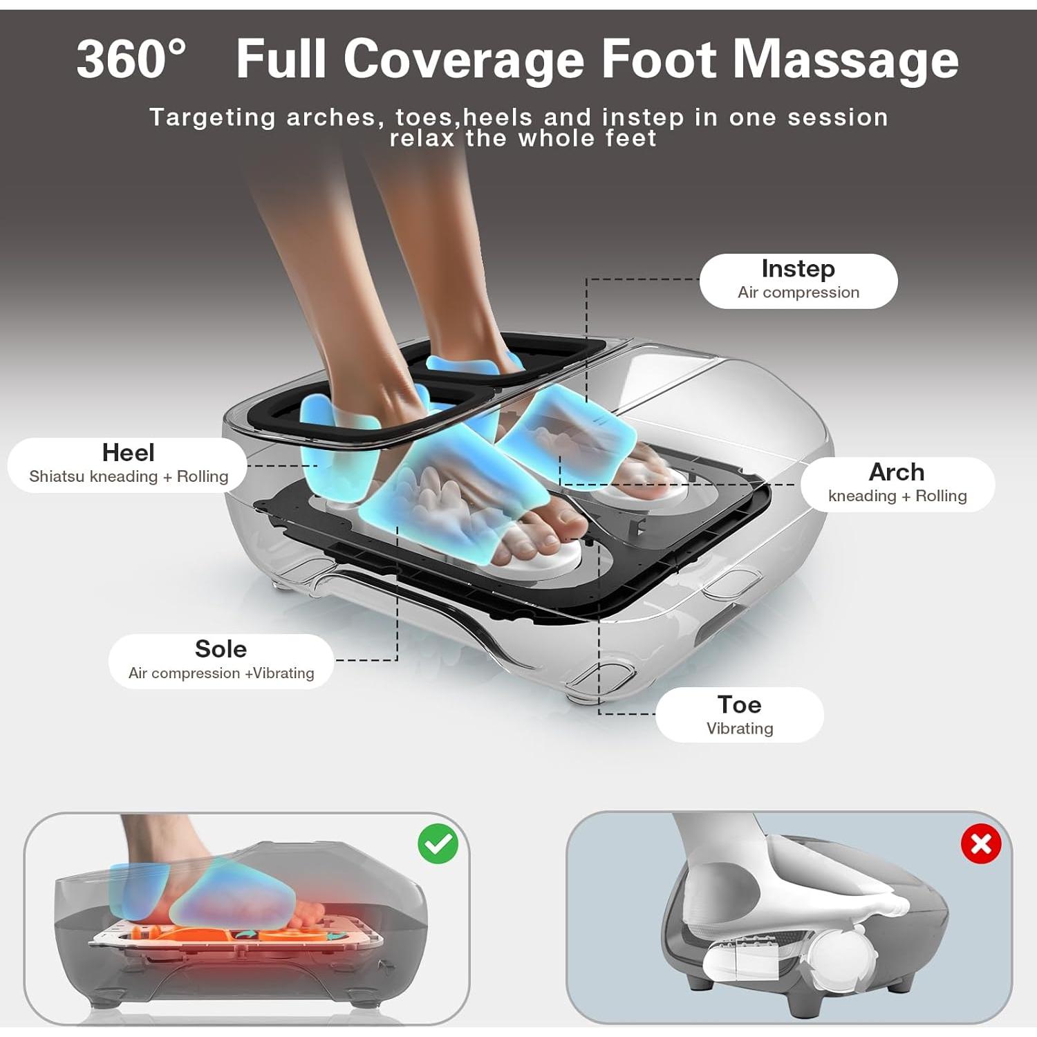 Masajeador de pies Shiatsu Veicomtech con calor y control remoto