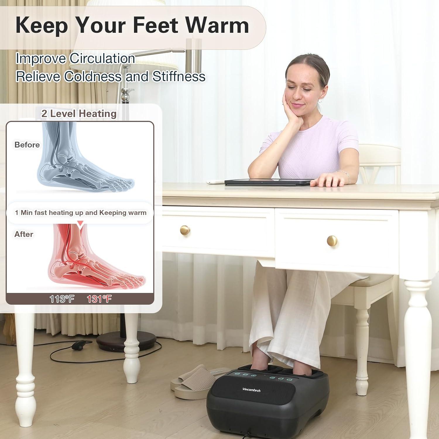 Masajeador de pies Shiatsu Veicomtech con calor y control remoto