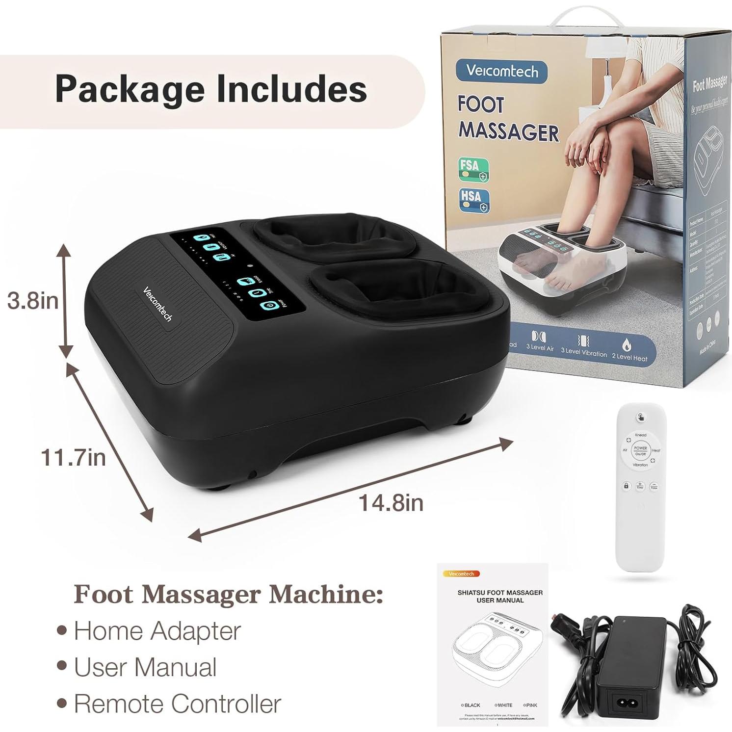 Masajeador de pies Shiatsu Veicomtech con calor y control remoto