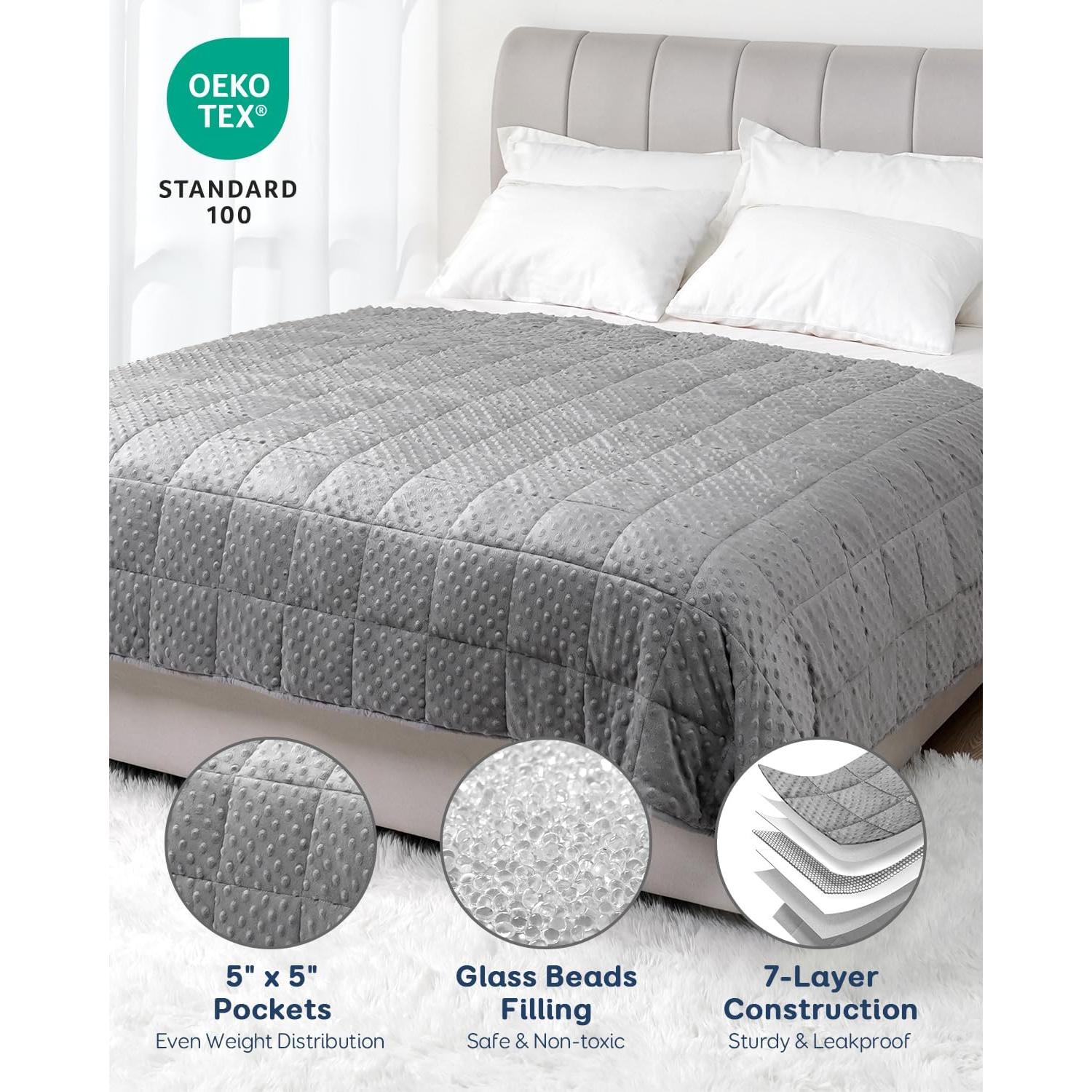 Manta con peso Kivik 6.8 kg 152x203 cm gris reversible