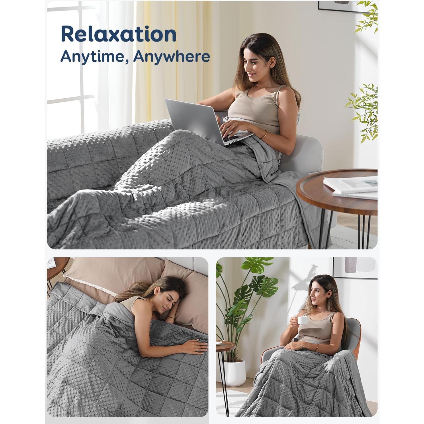 Manta con peso Kivik 6.8 kg 152x203 cm gris reversible