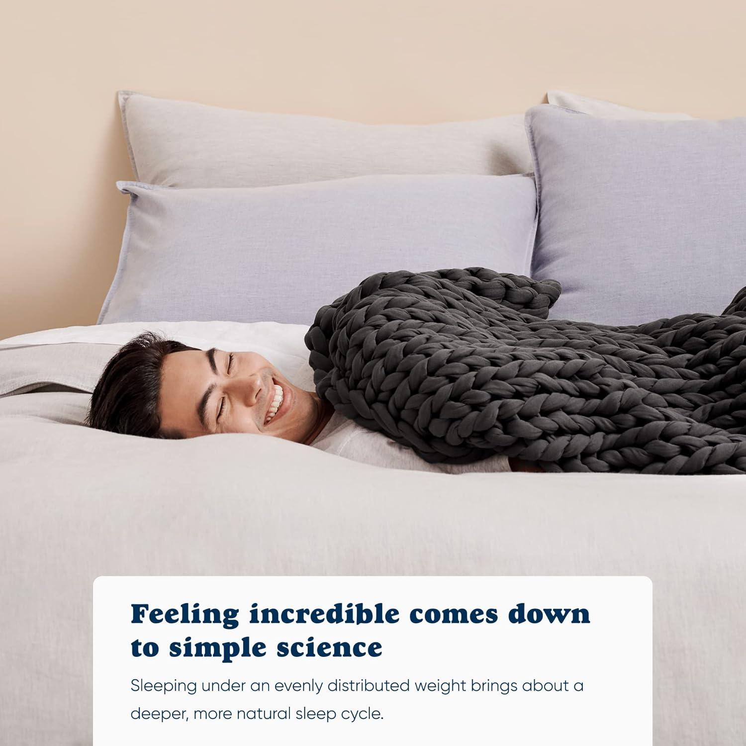 Manta con peso Bearaby Napper 4.54 kg Algodón Gris Asteroide