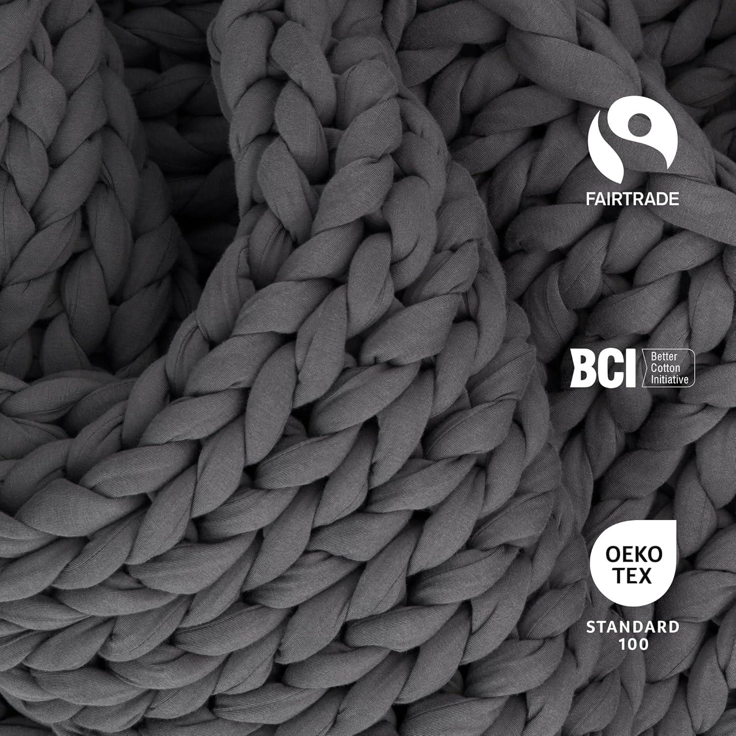 Manta con peso Bearaby Napper 4.54 kg Algodón Gris Asteroide