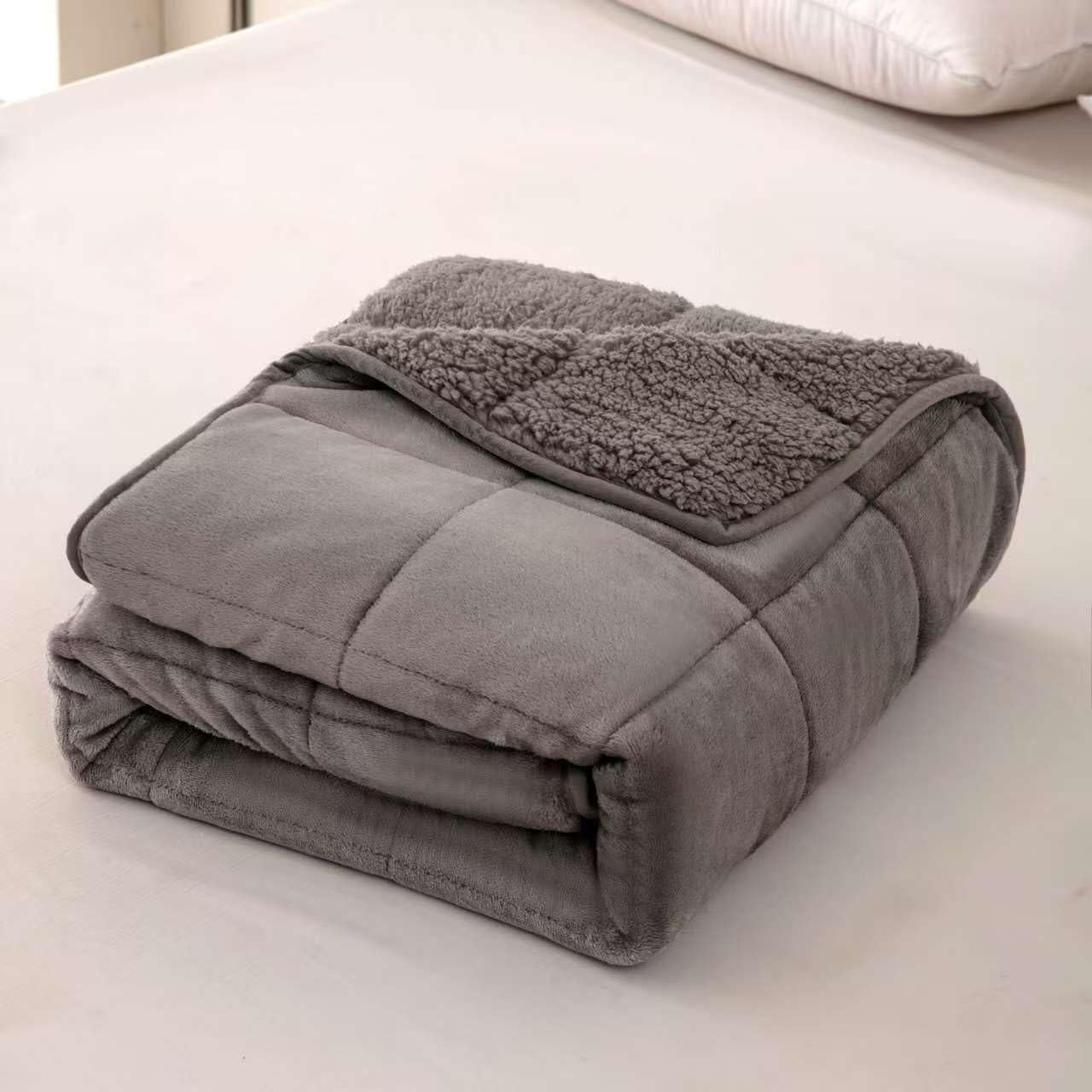 Manta con peso MENHIRY 91x122 cm de terciopelo gris para adultos