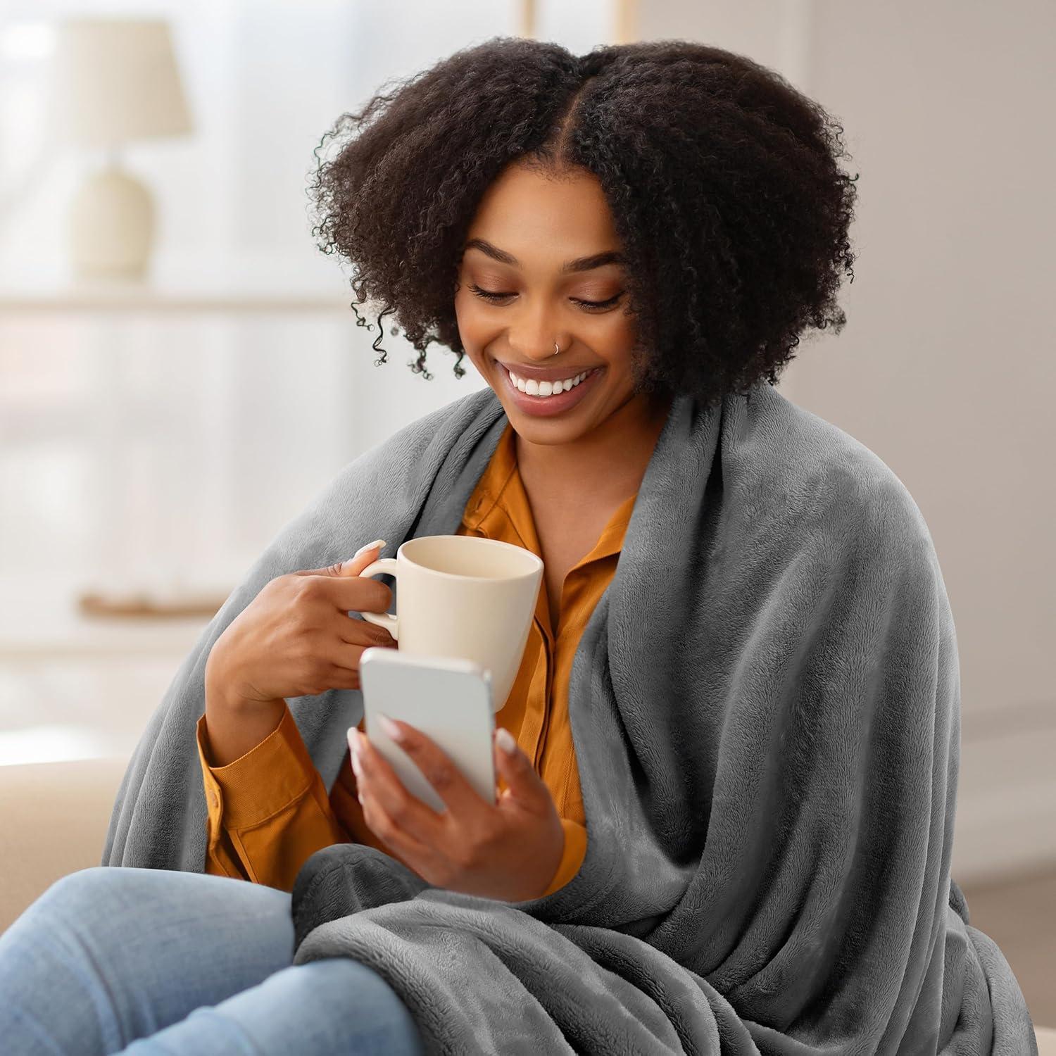 Manta de forro polar Utopia Bedding Queen 228x228 cm gris