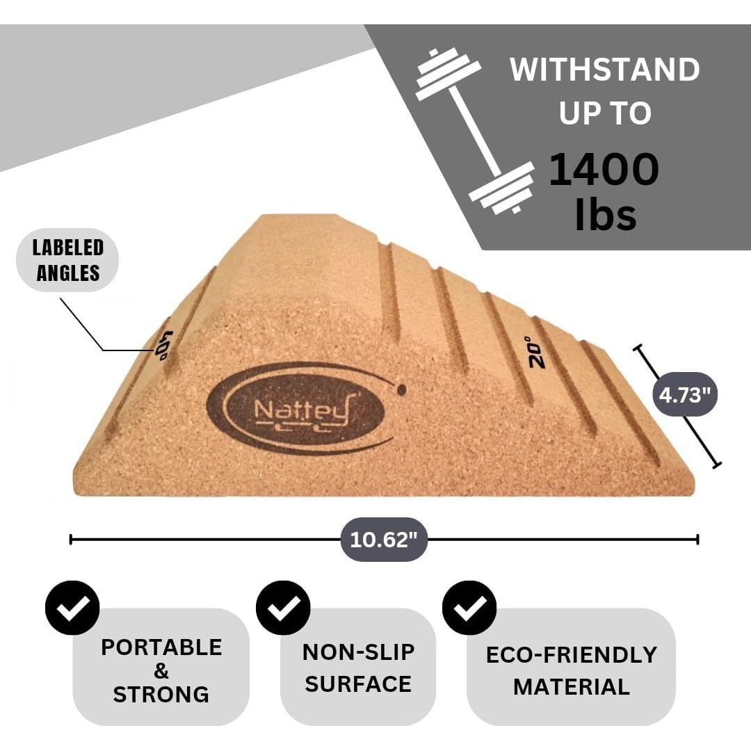 Bloque de Cuclillas Nattey de Corcho Ecológico 27x12x6.35cm