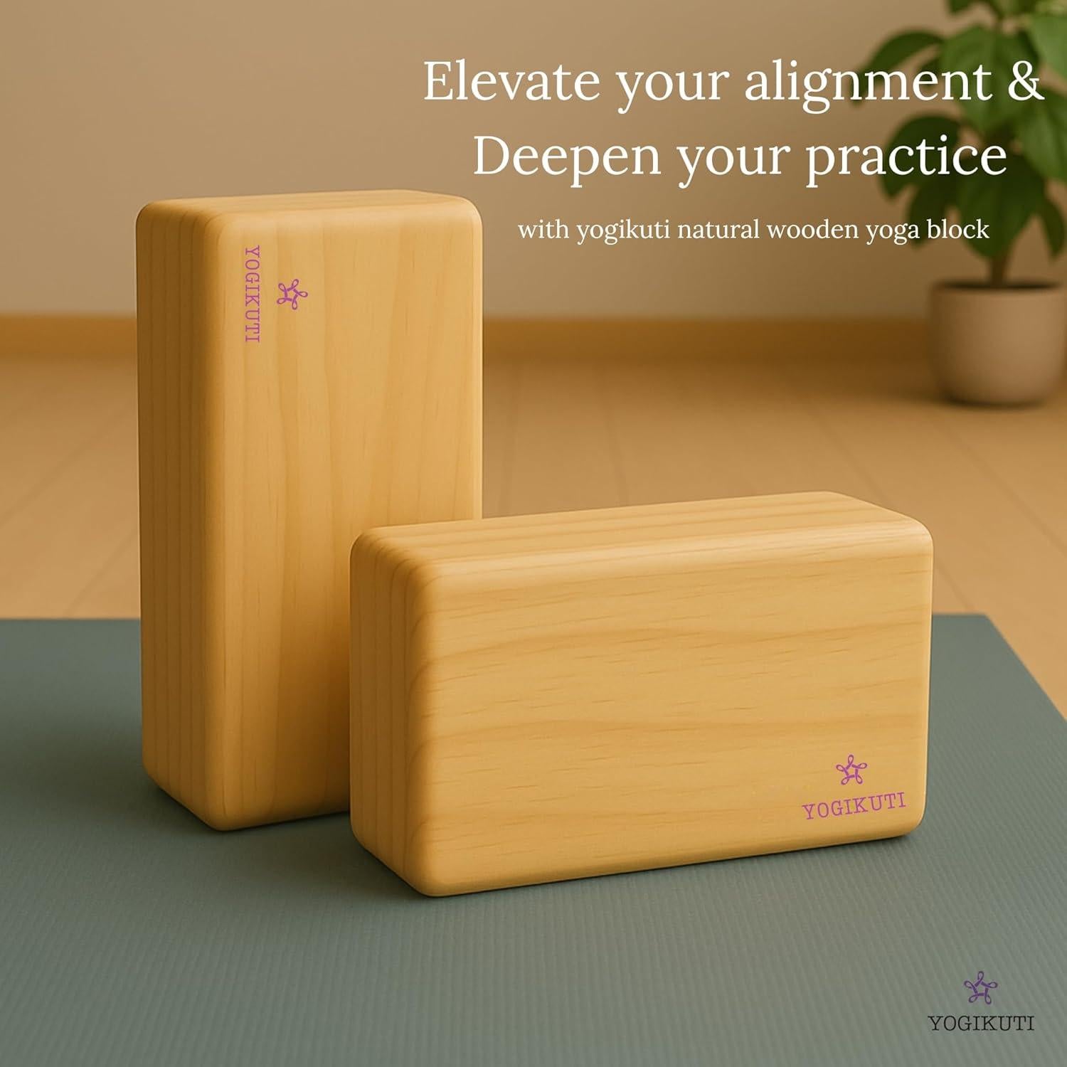 Bloques de Yoga de Madera Sólida Yogikuti - Juego de 2