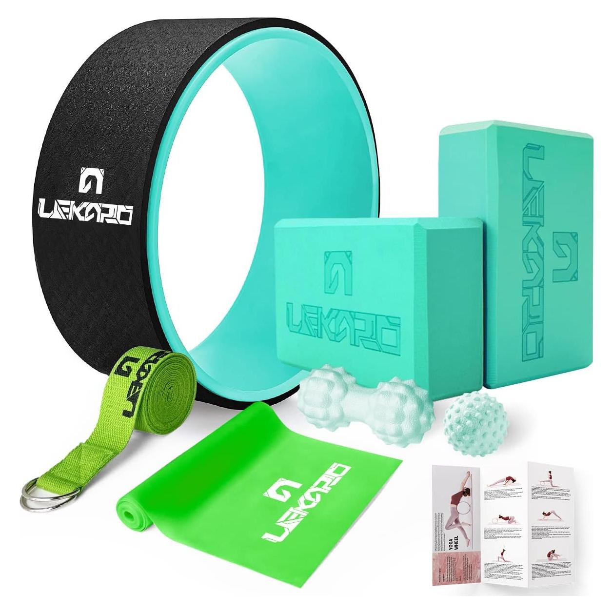 Juego de Yoga 9 en 1 LEKÄRO - Rueda, Bloques, Correa y Más