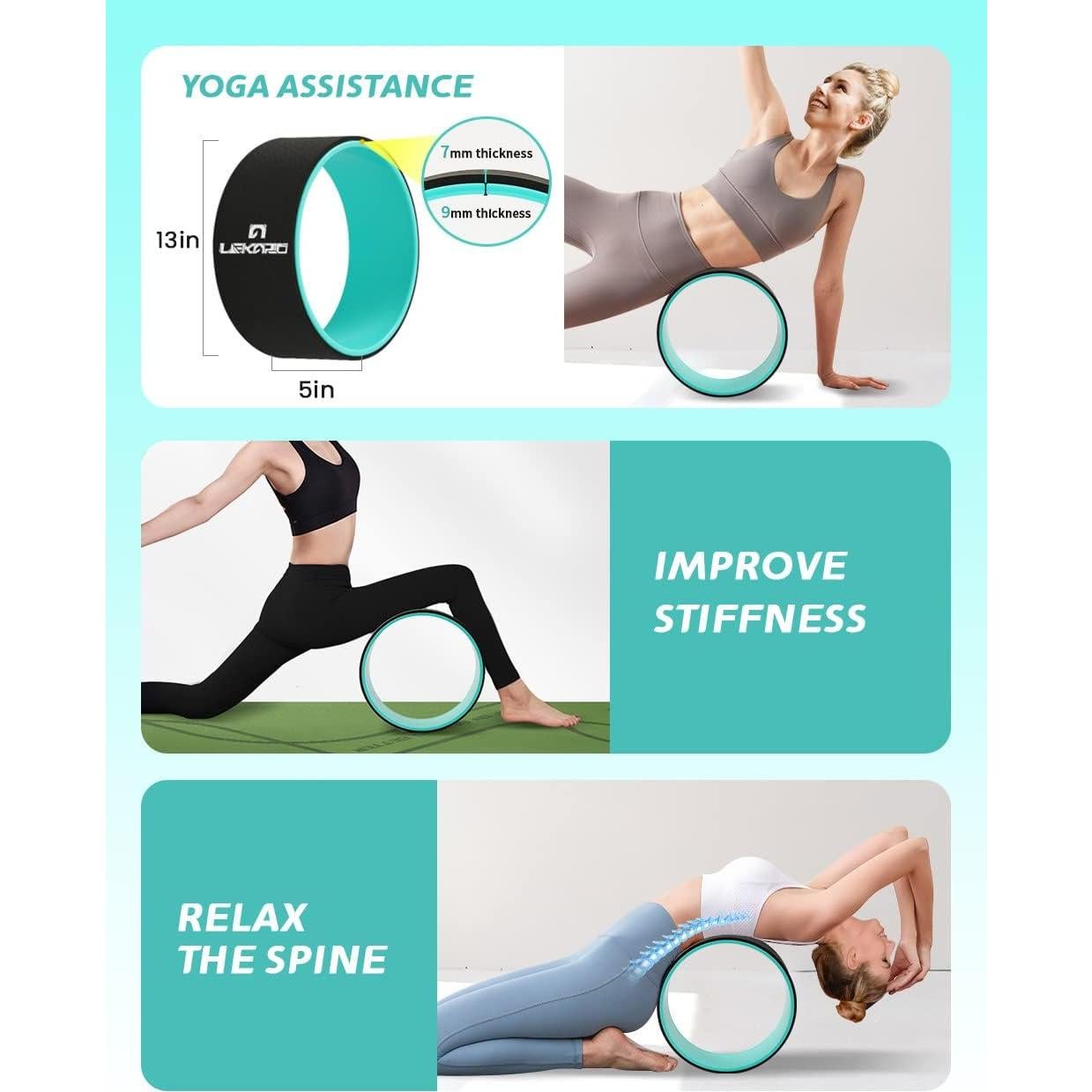 Juego de Yoga 9 en 1 LEKÄRO - Rueda, Bloques, Correa y Más