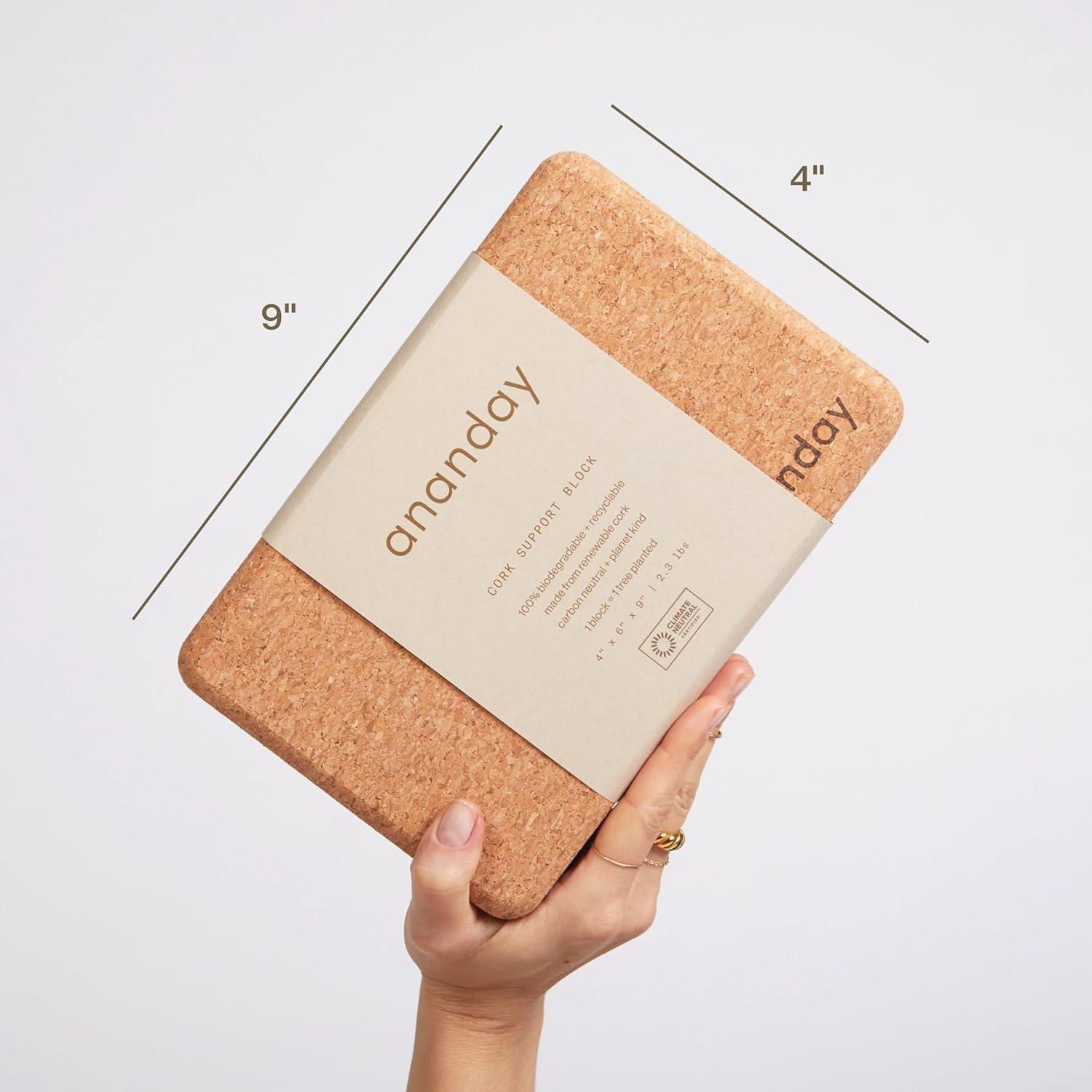 Estera de Yoga de Corcho ANANDAY + 2 Bloques Antideslizantes