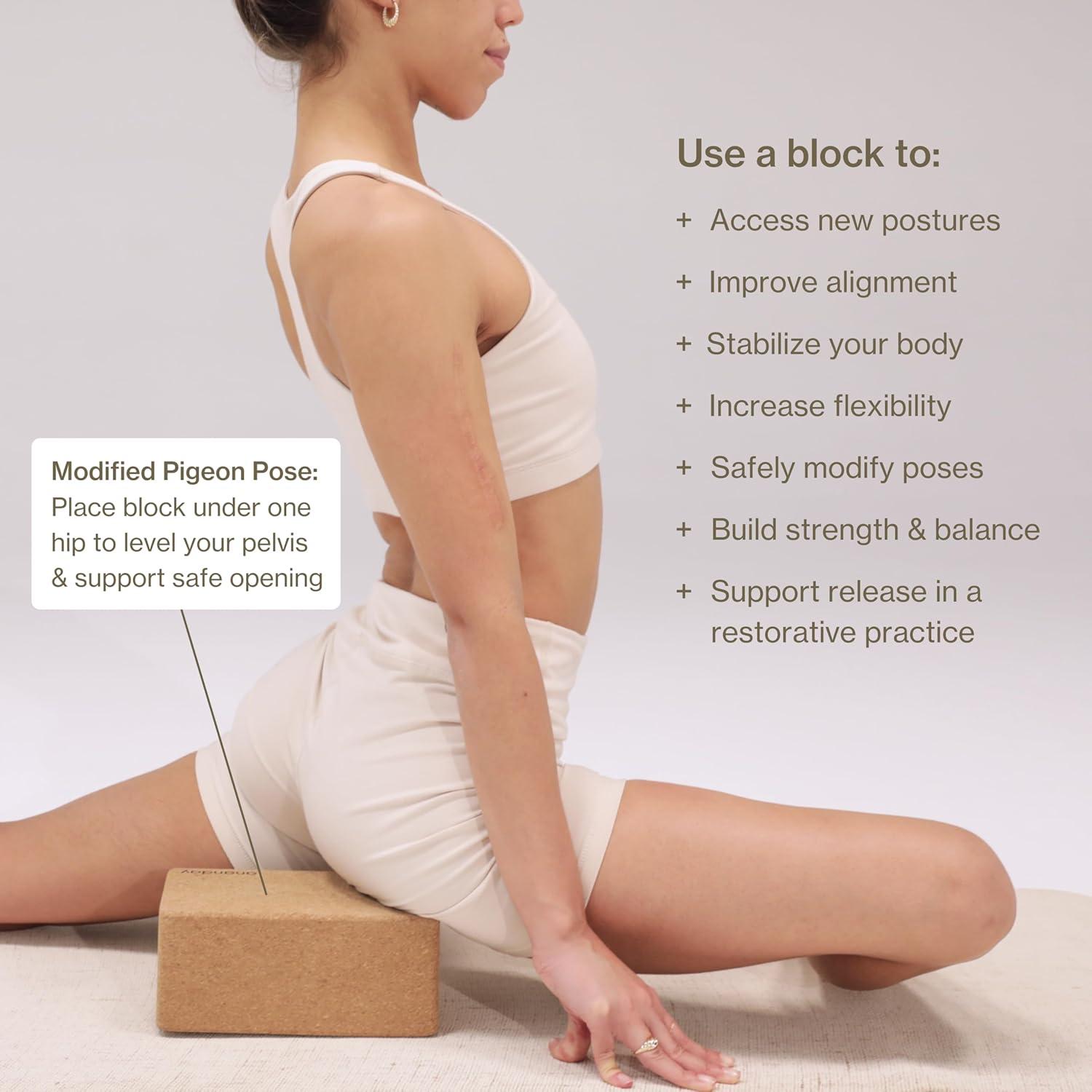 Estera de Yoga de Corcho ANANDAY + 2 Bloques Antideslizantes