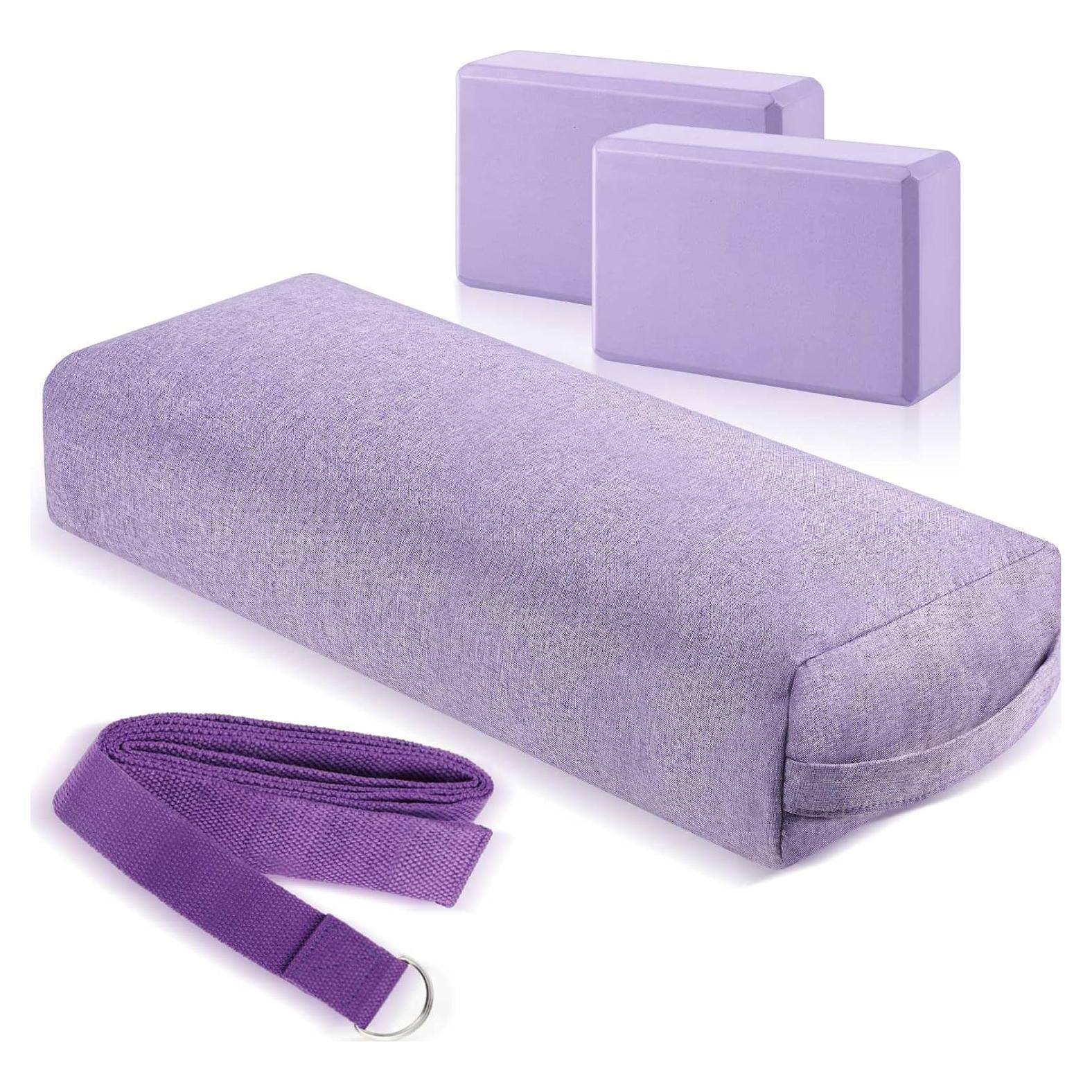 Set de Yoga PullCrease: Cojín, 2 Bloques y Correa Violeta