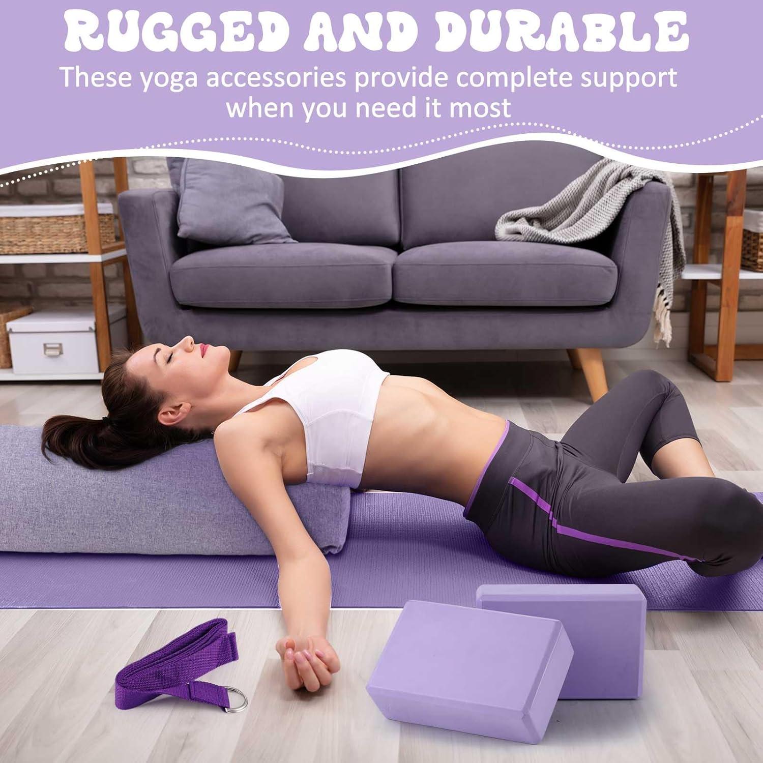 Set de Yoga PullCrease: Cojín, 2 Bloques y Correa Violeta