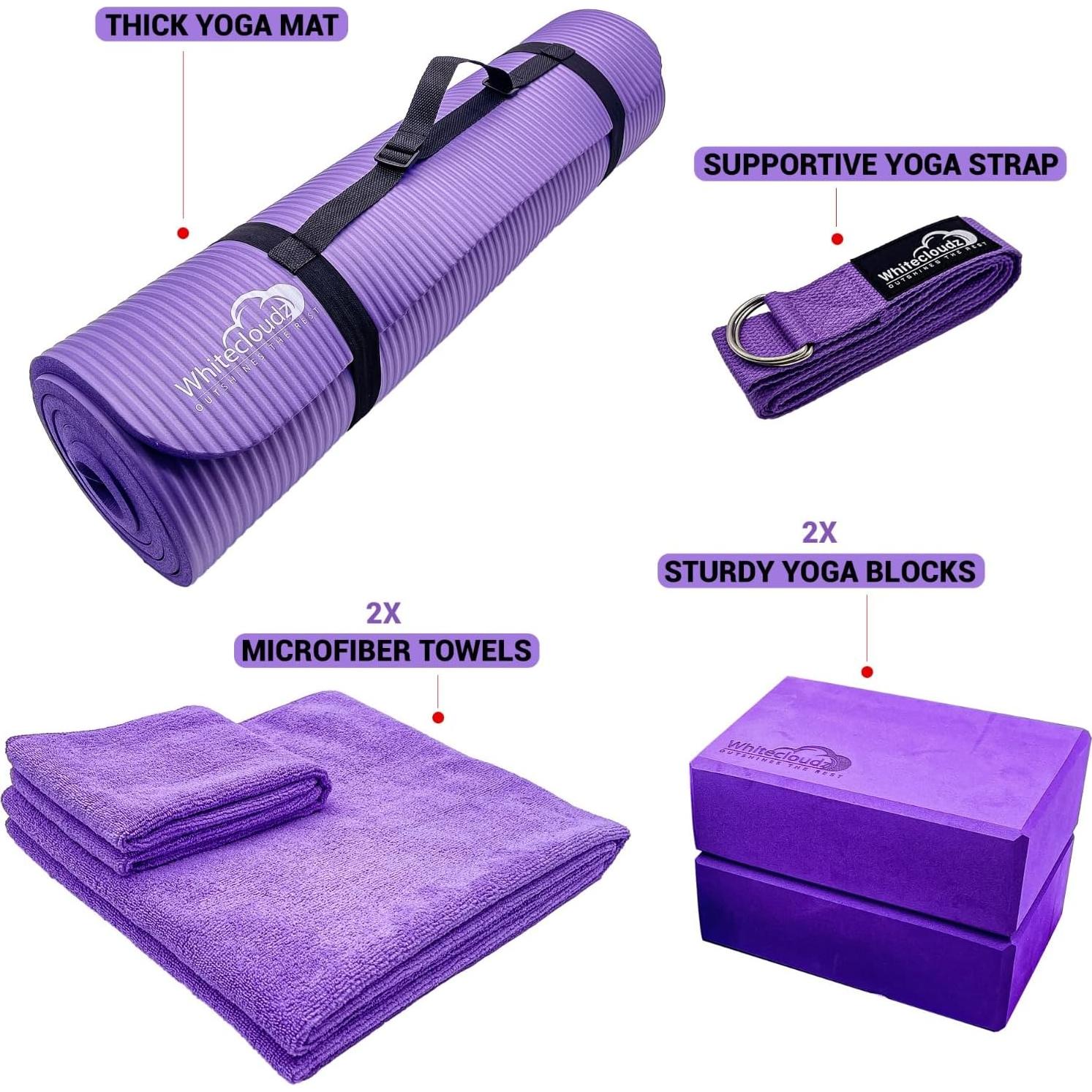Kit de Yoga WHITECLOUDZ 7 Piezas - Esteras, Bloques, Toallas