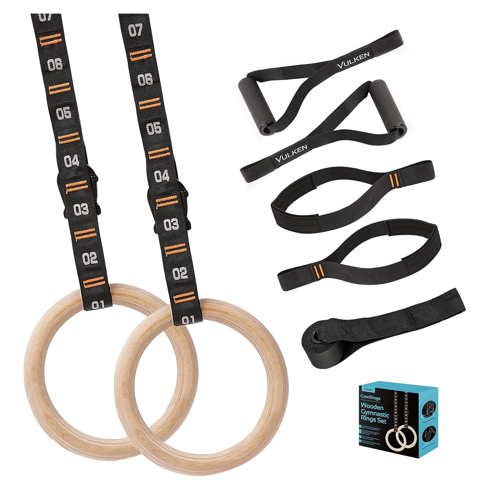 Anillos de Gimnasia de Madera Vulken 2.79 cm con Correas Ajustables