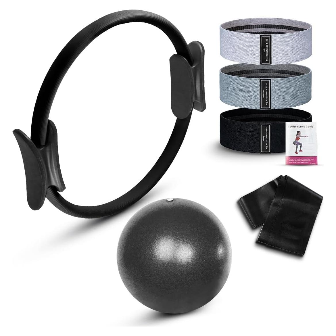 Kit de Pilates Facity - Anillo, Mini Pelota, 3 Bandas Resistencia