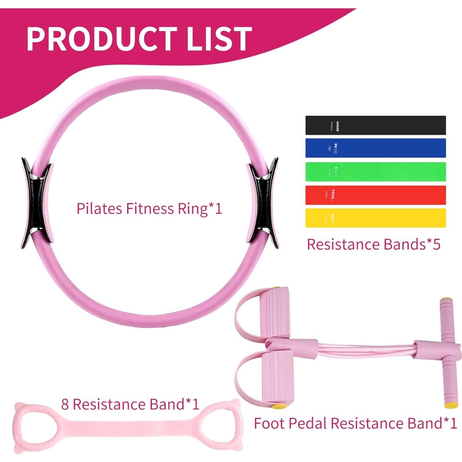 Juego de Anillos de Pilates Genérico con Banda de Resistencia 8 Piezas