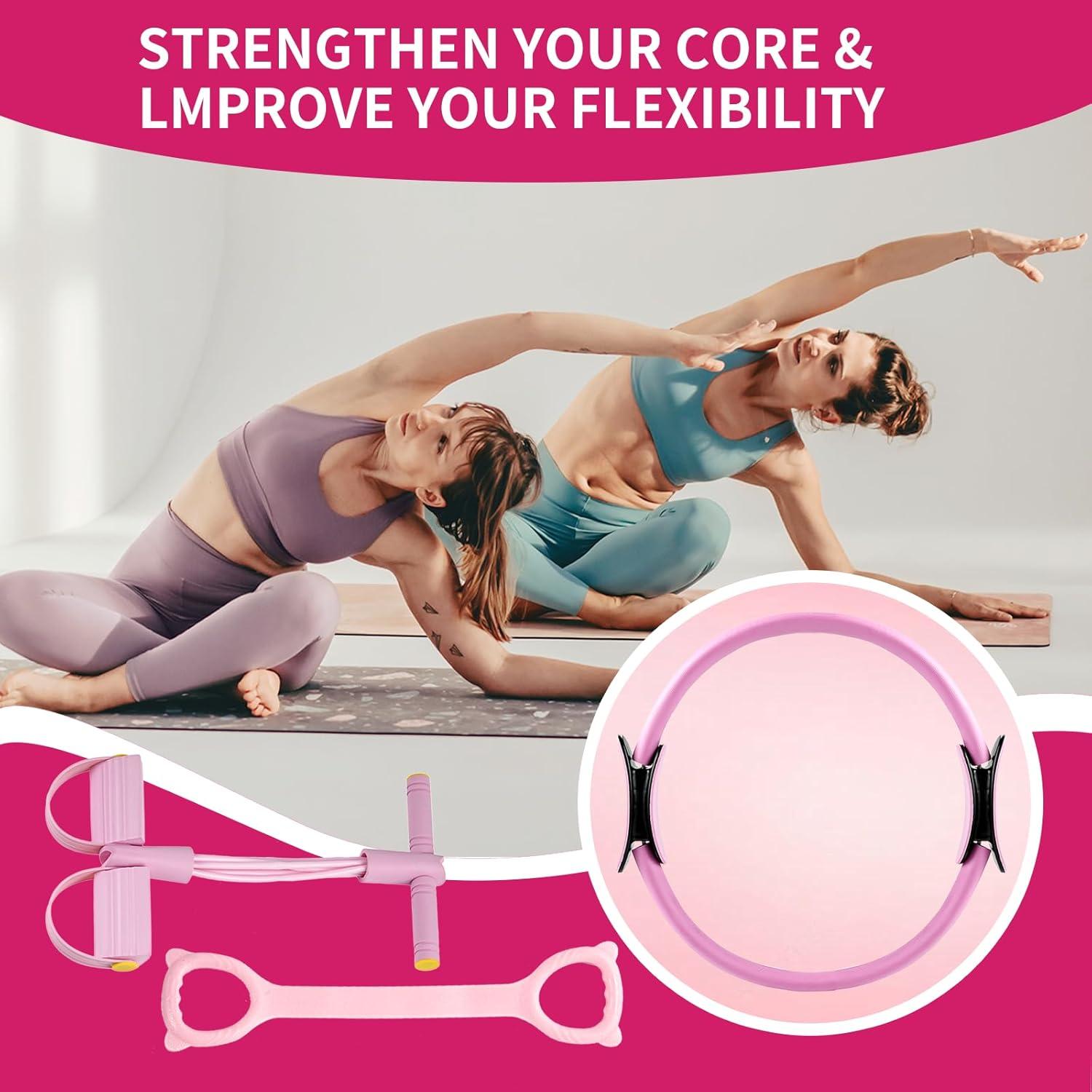 Juego de Anillos de Pilates Genérico con Banda de Resistencia 8 Piezas