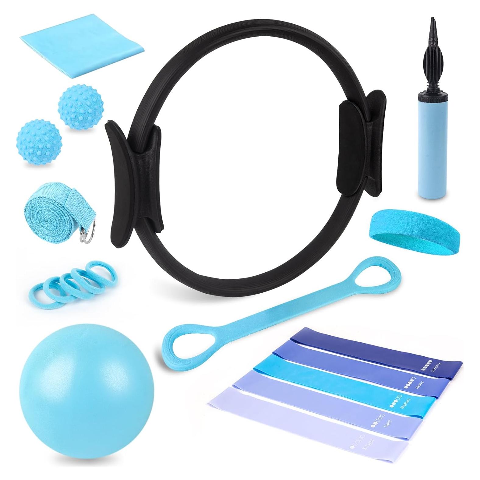 Set de Pilates de 15 Piezas Genérico - Anillo 35.56 cm y Pelota 22.86 cm