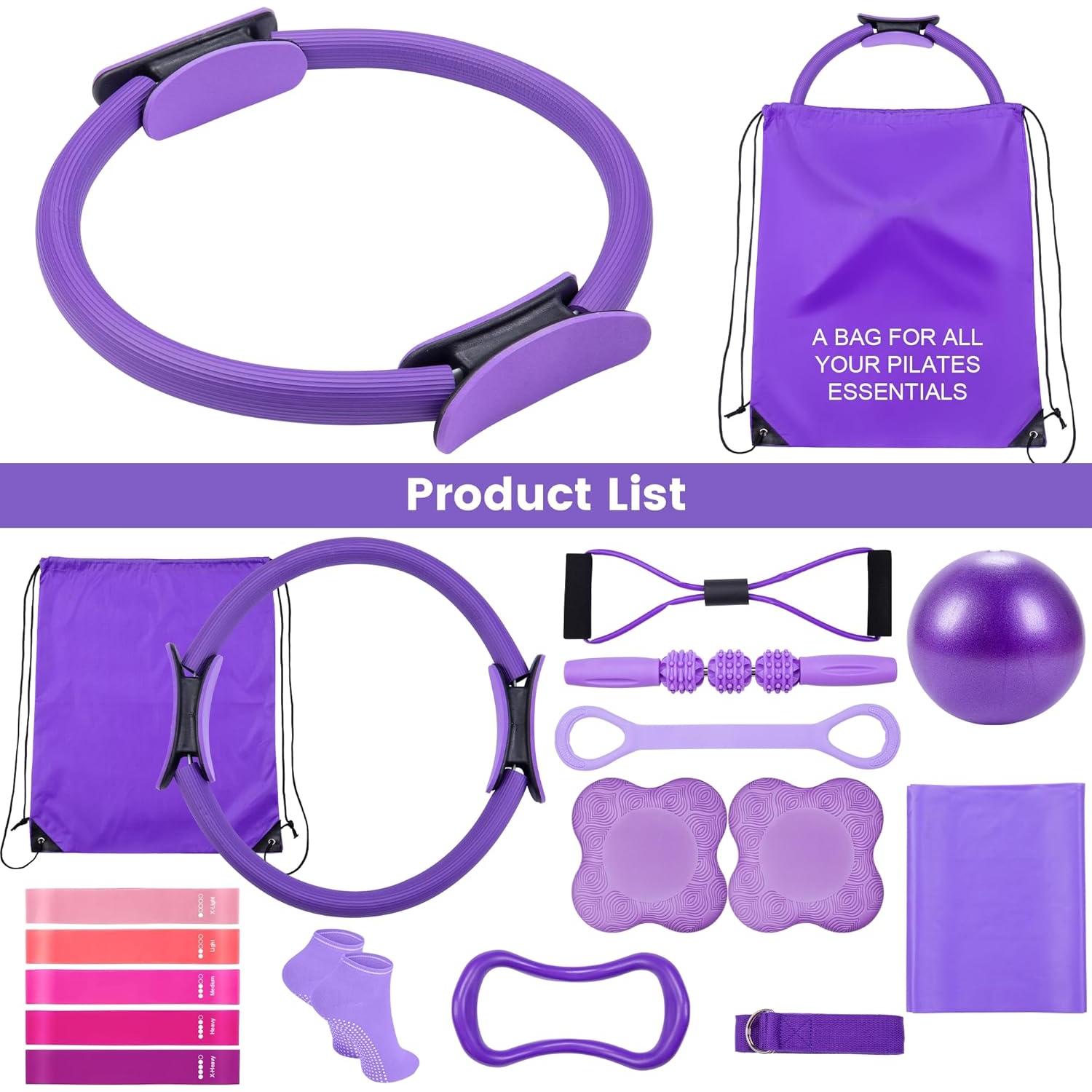 Conjunto de Pilates 17 Piezas SAMTKA con Anillo y Pelota