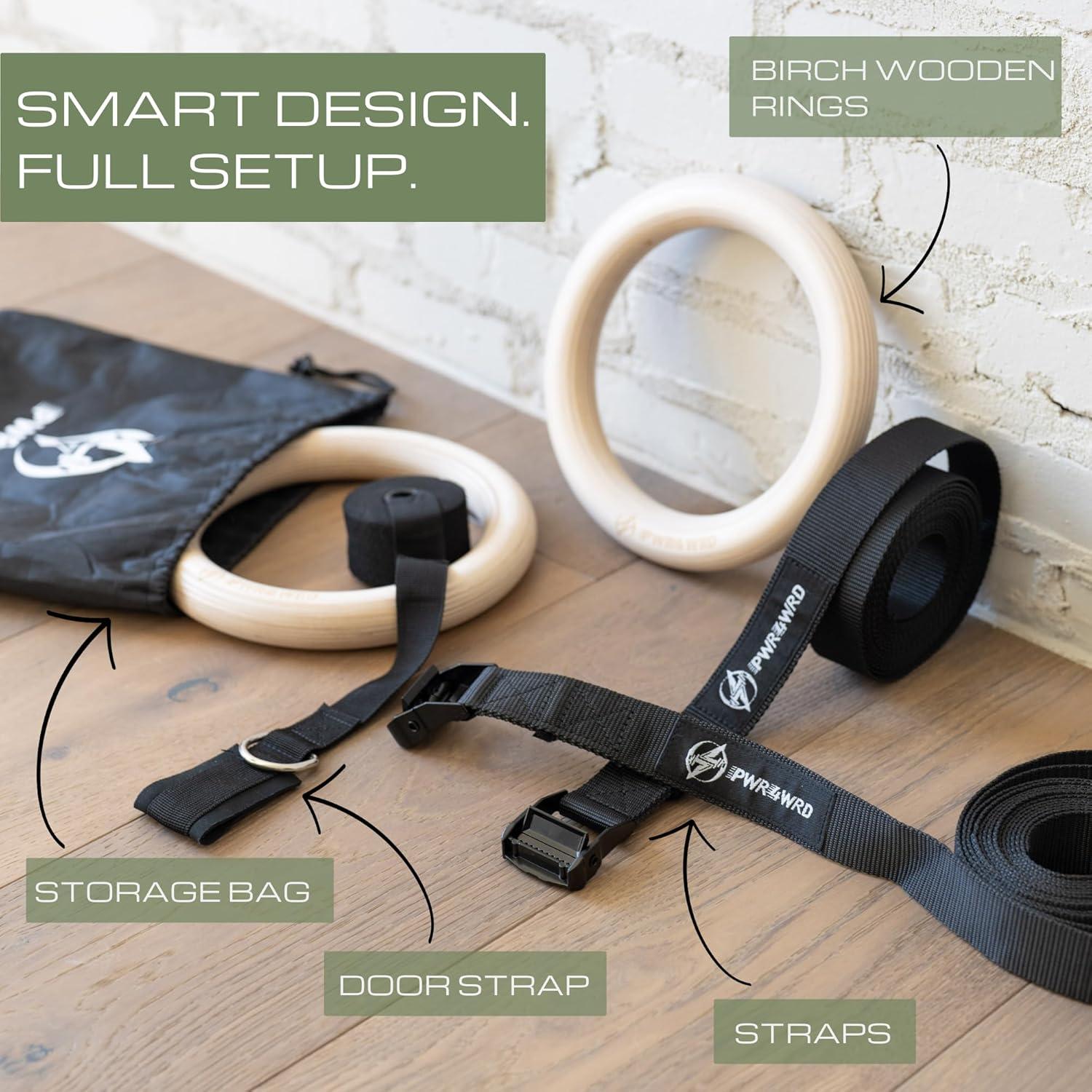 Anillas Gimnásticas PWR4WRD 1.25" (3.18 cm) con Correas Ajustables