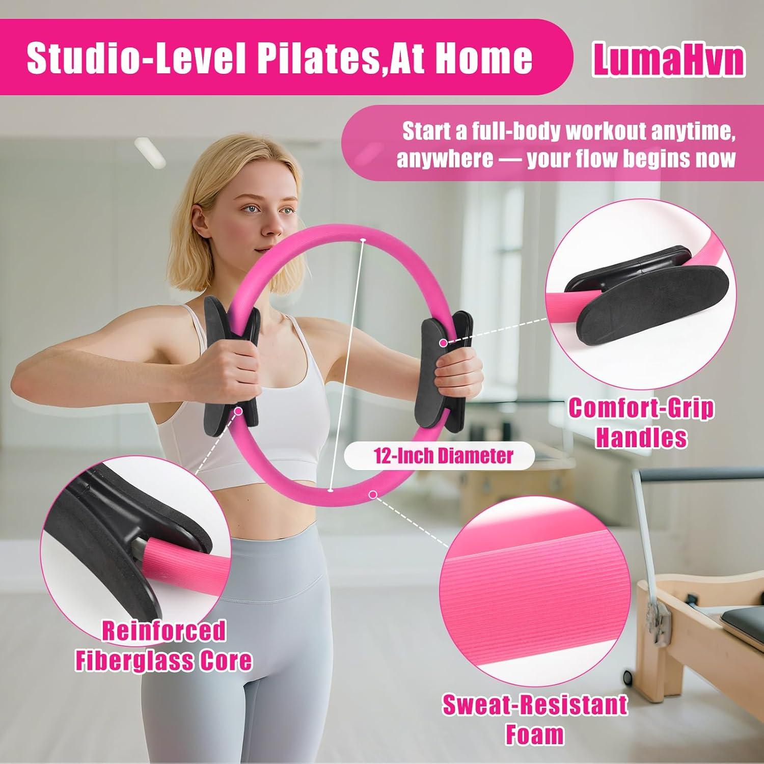 Kit Esencial de Pilates LumaHvn - Anillo, Bola y Bandas Rosa
